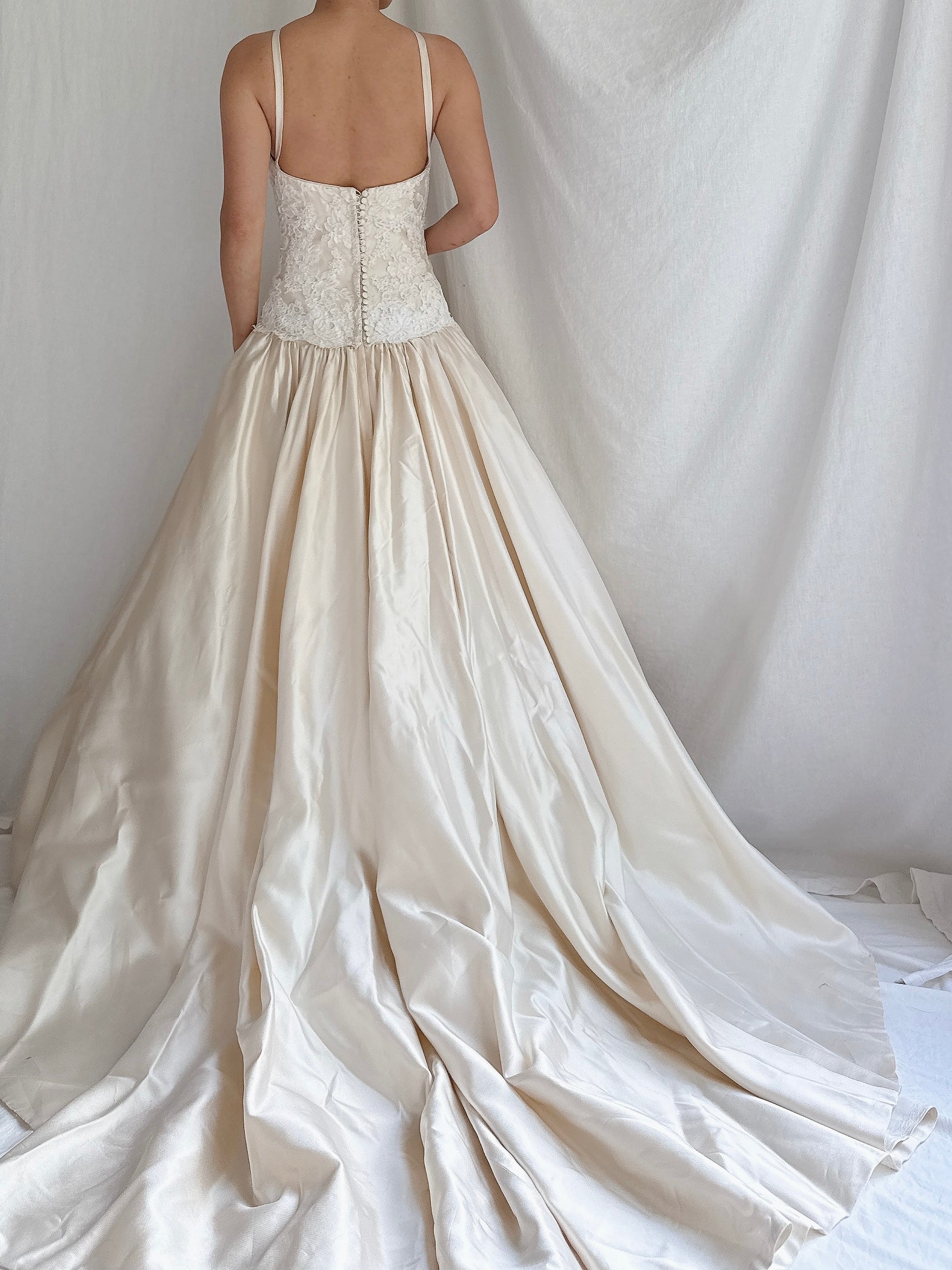 Vintage Halter Dropped Waist Gown - M