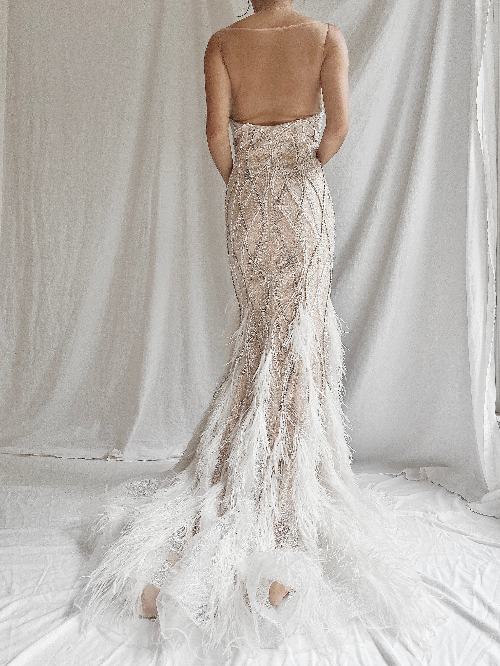 00 Beaded Feather Gown - S/6