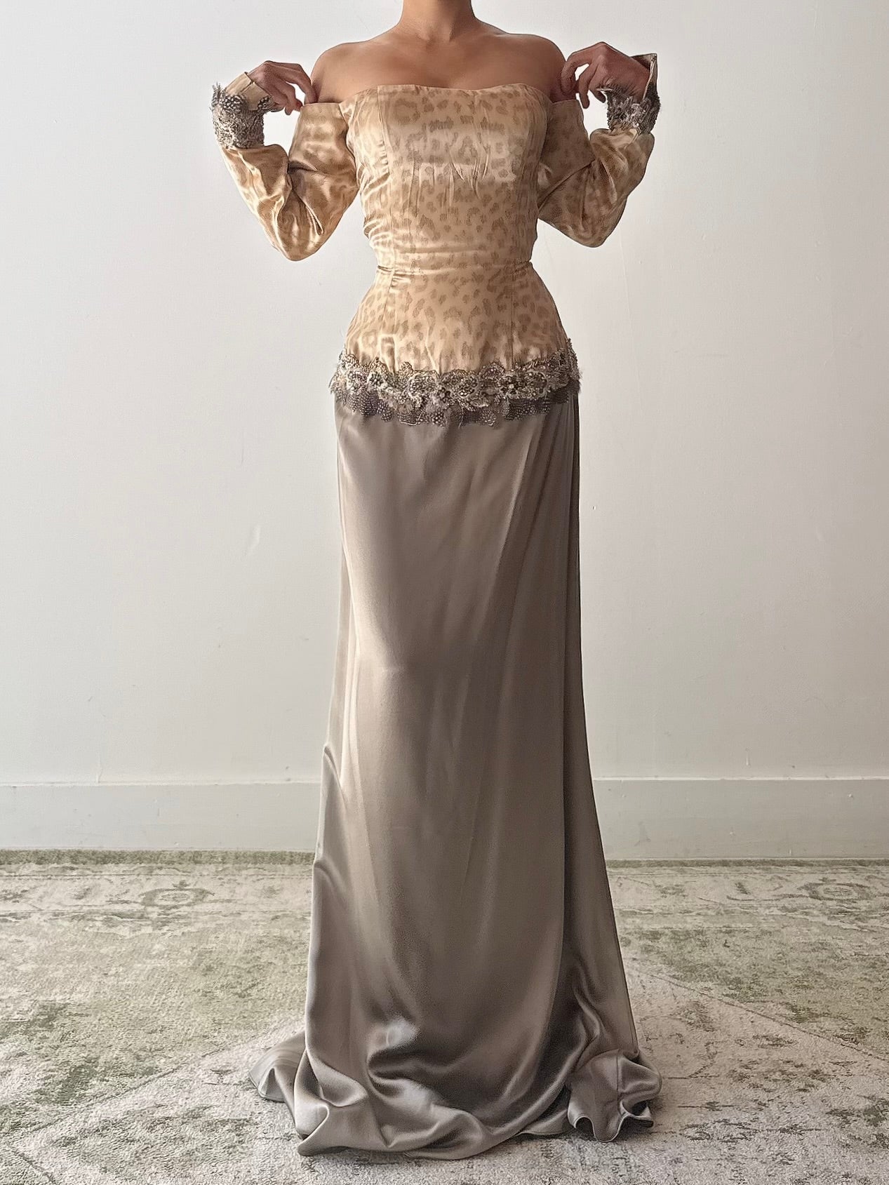 Vintage Steven Yerrick Silk Off the Shoulder Gown - Size 10