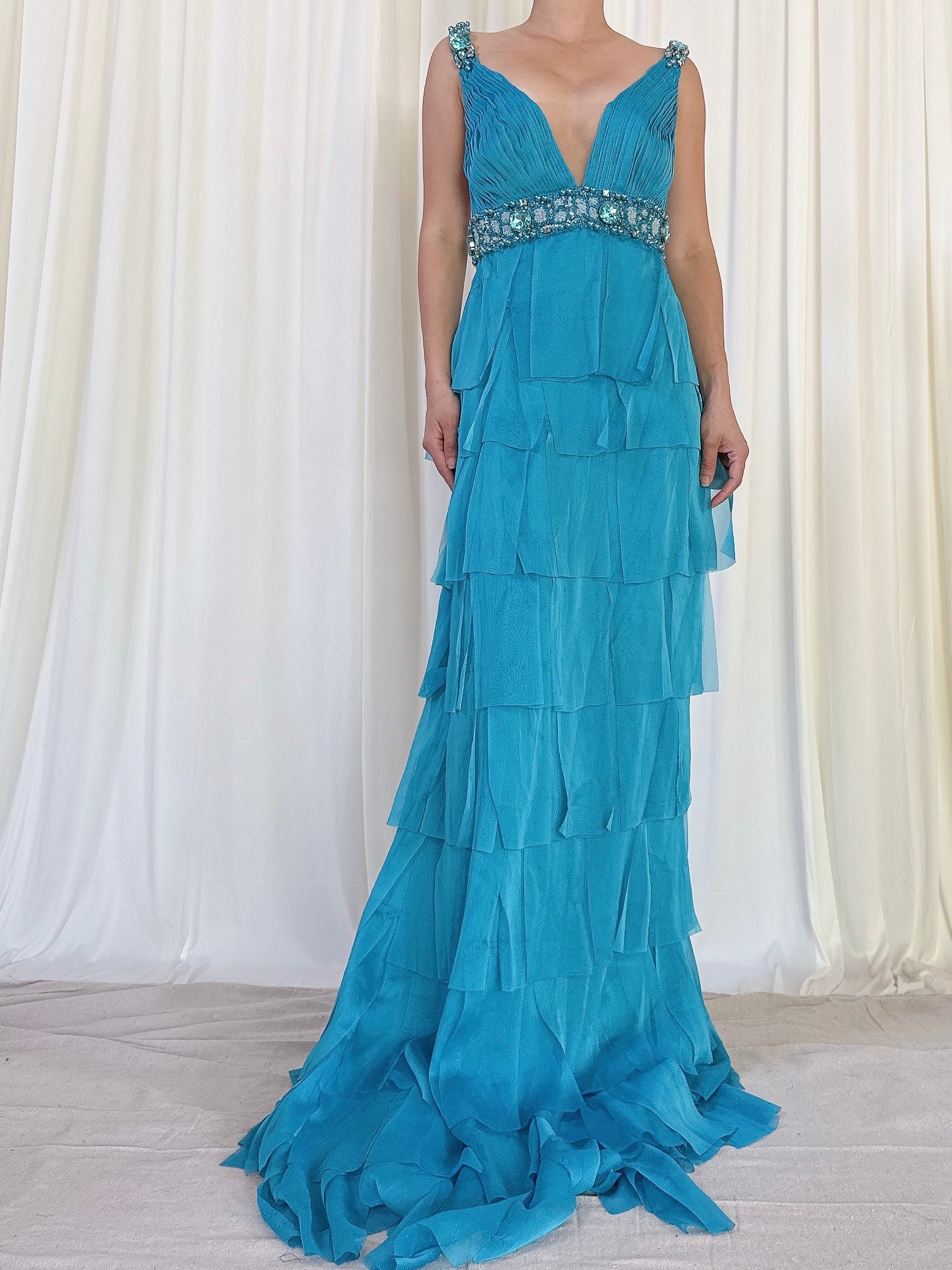 Vintage Blue Chiffon dress - EU 46/US 14