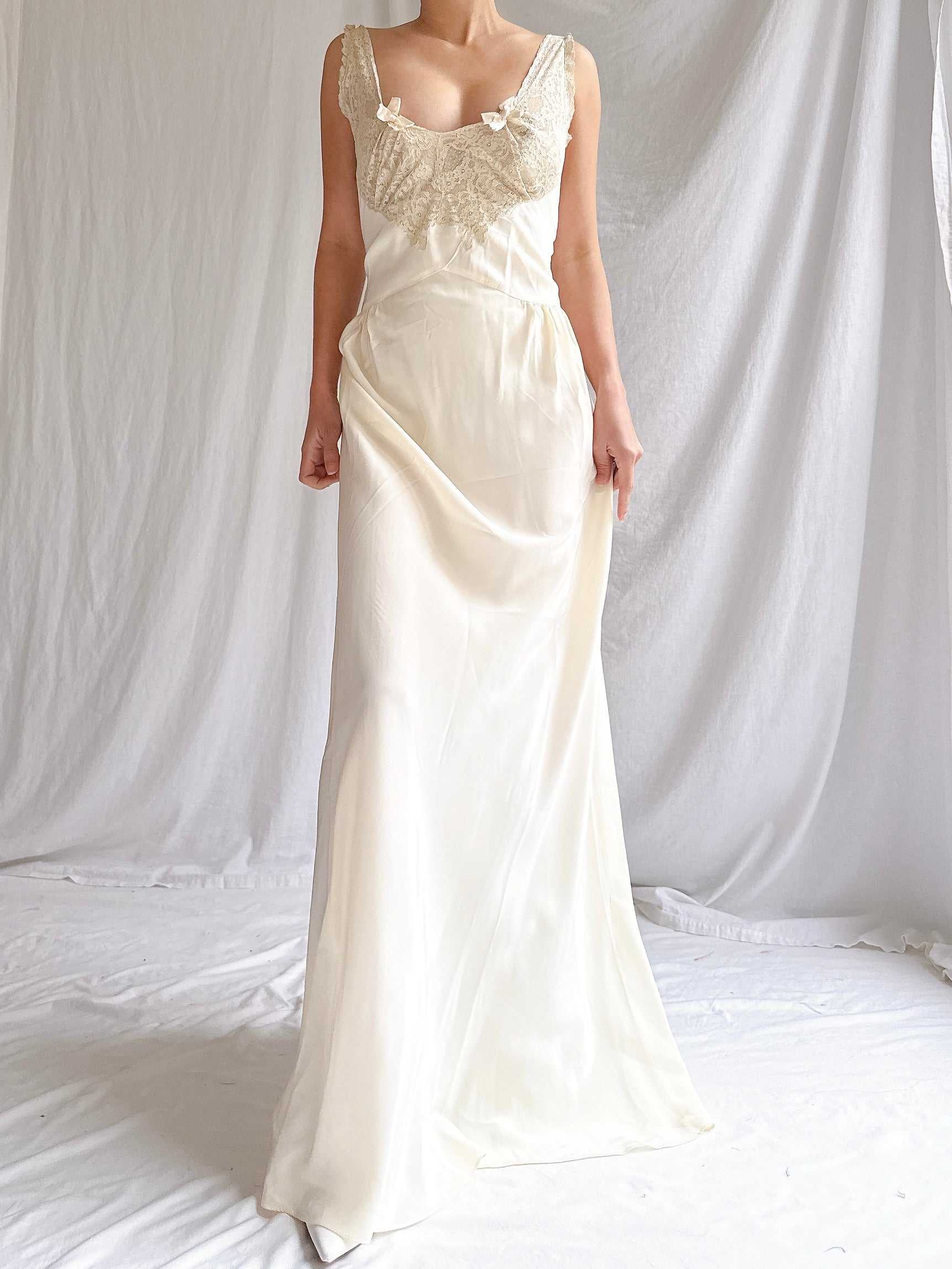1930s Crepe Slip Dress - M