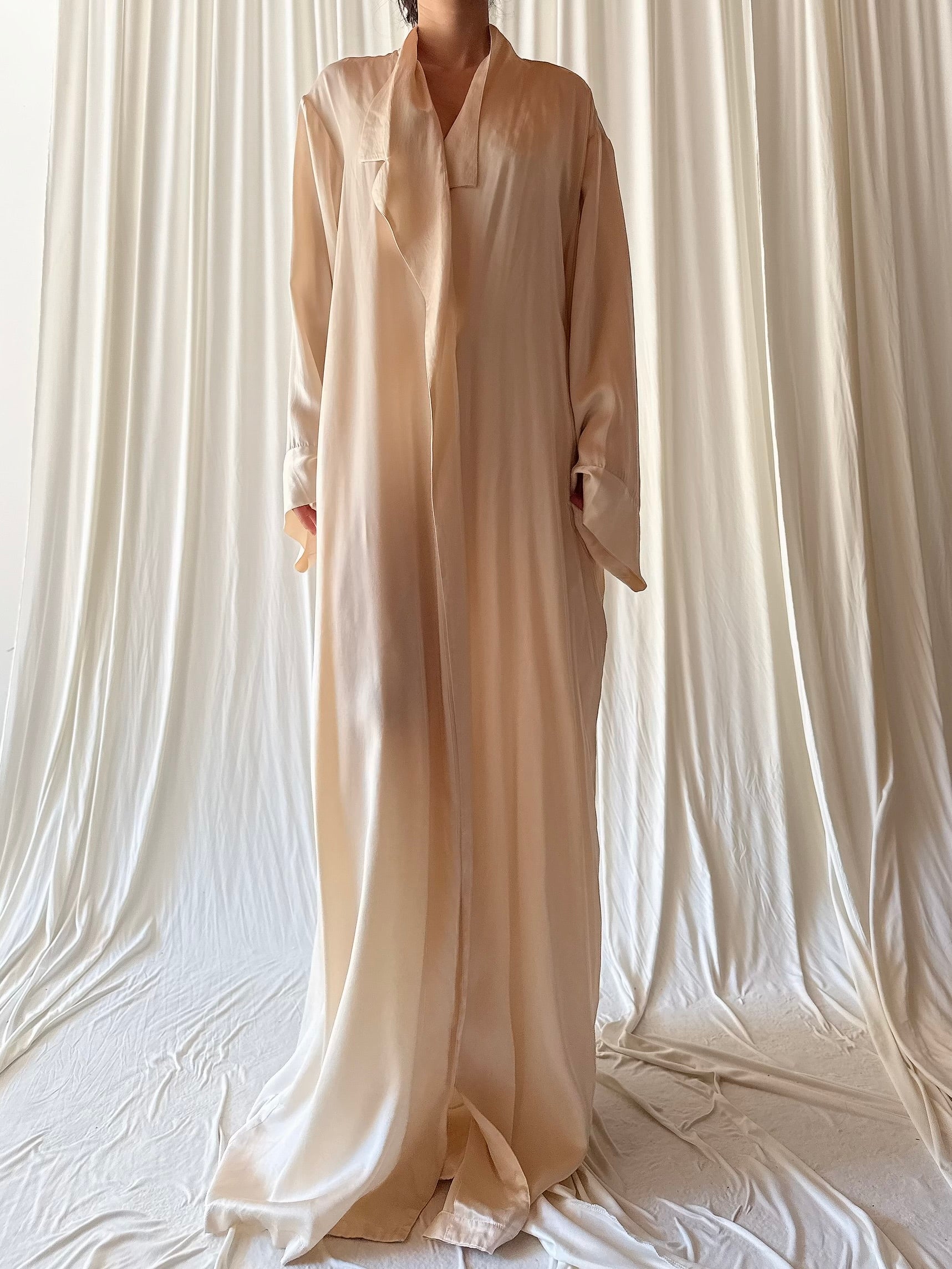 Vintage Silk Tuxedo Robe - L