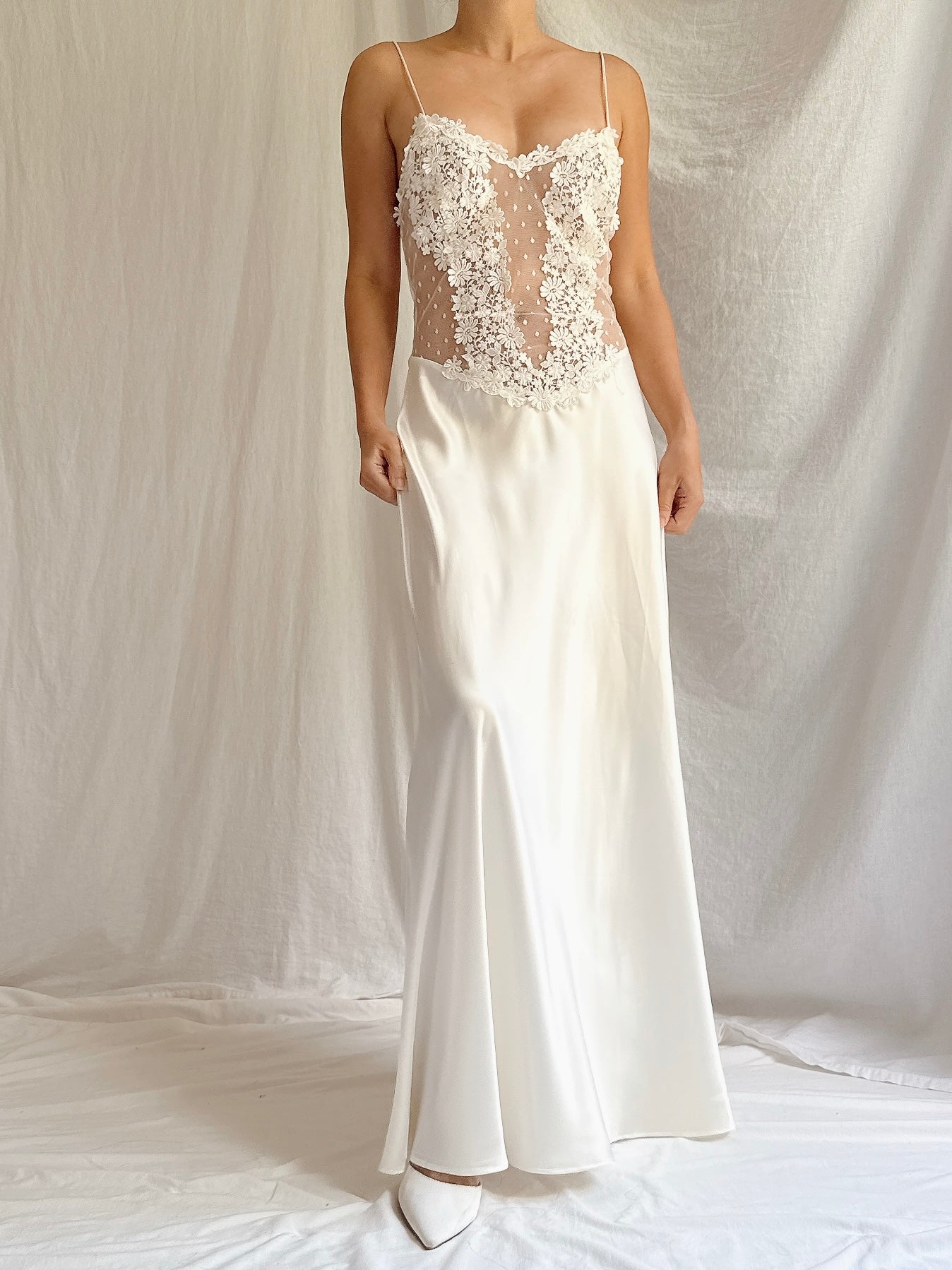 Vintage Satin Illusion Slip Dress - M