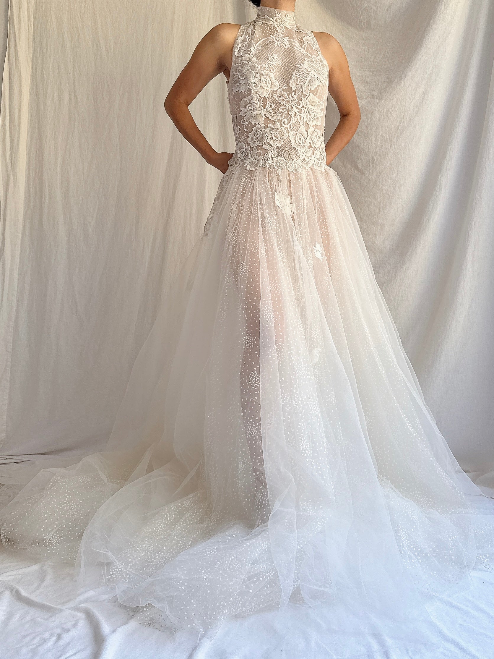 00 Sheer Halter Dress - S