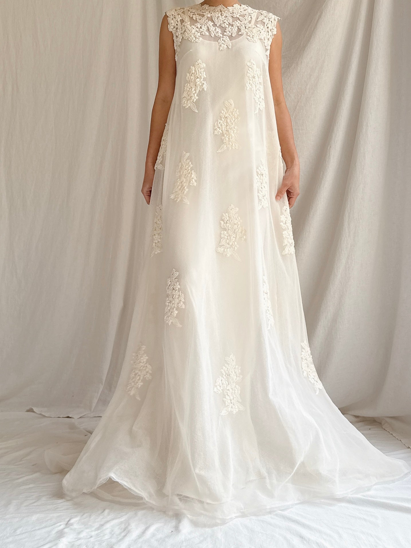 1960s Tulle Embroidered Dress - Size 2/XS