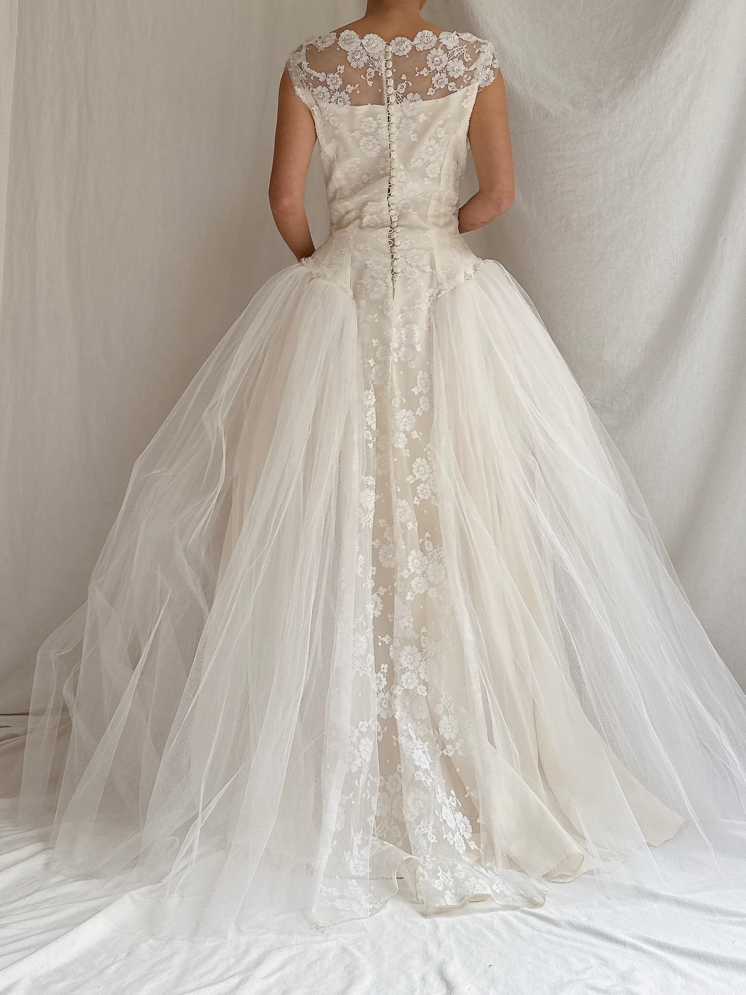 1950s Tulle and Lace Gown - XS