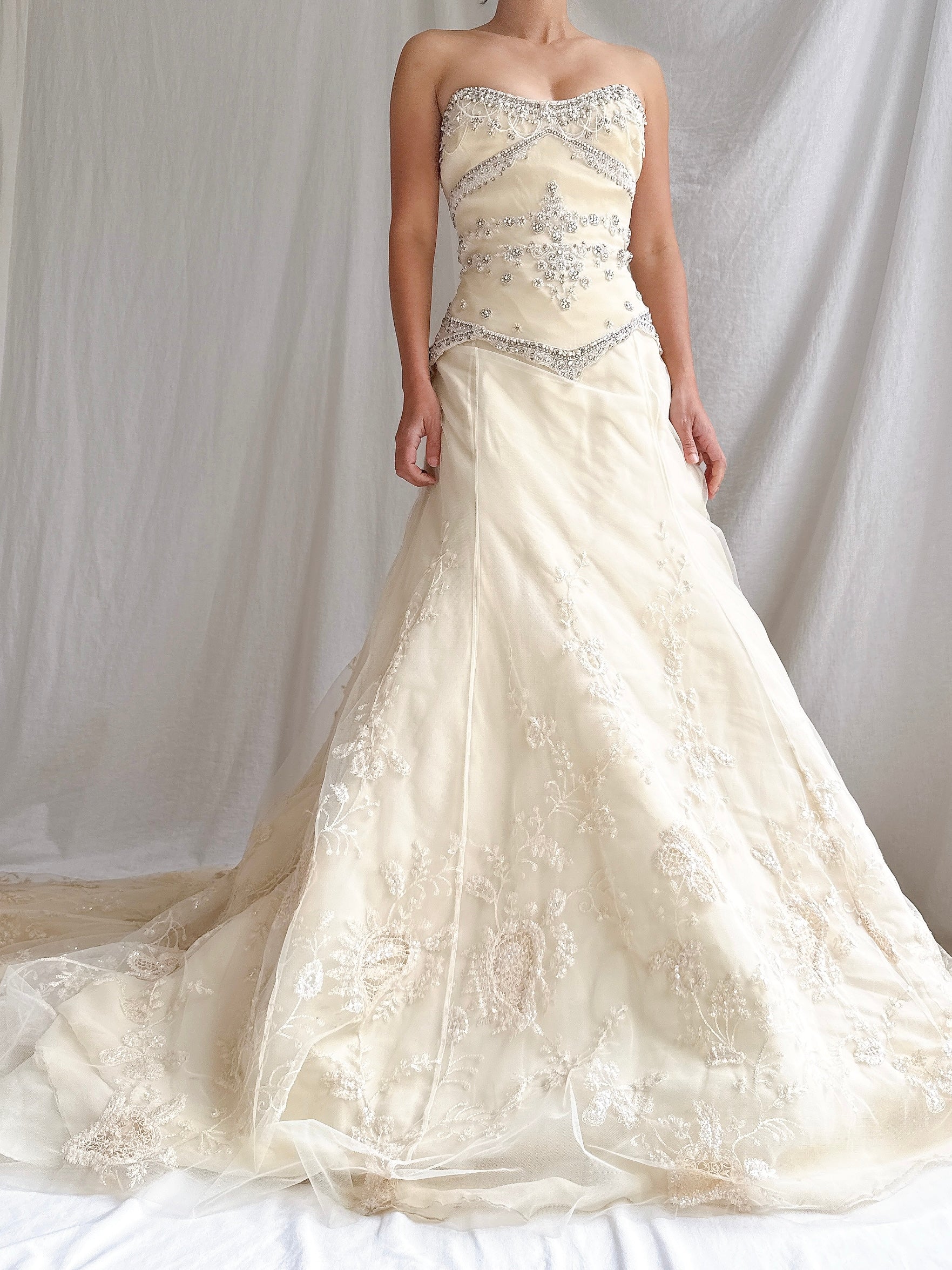 Vintage Badgley Mishka Couture Silk Embroidered Gown - M/6