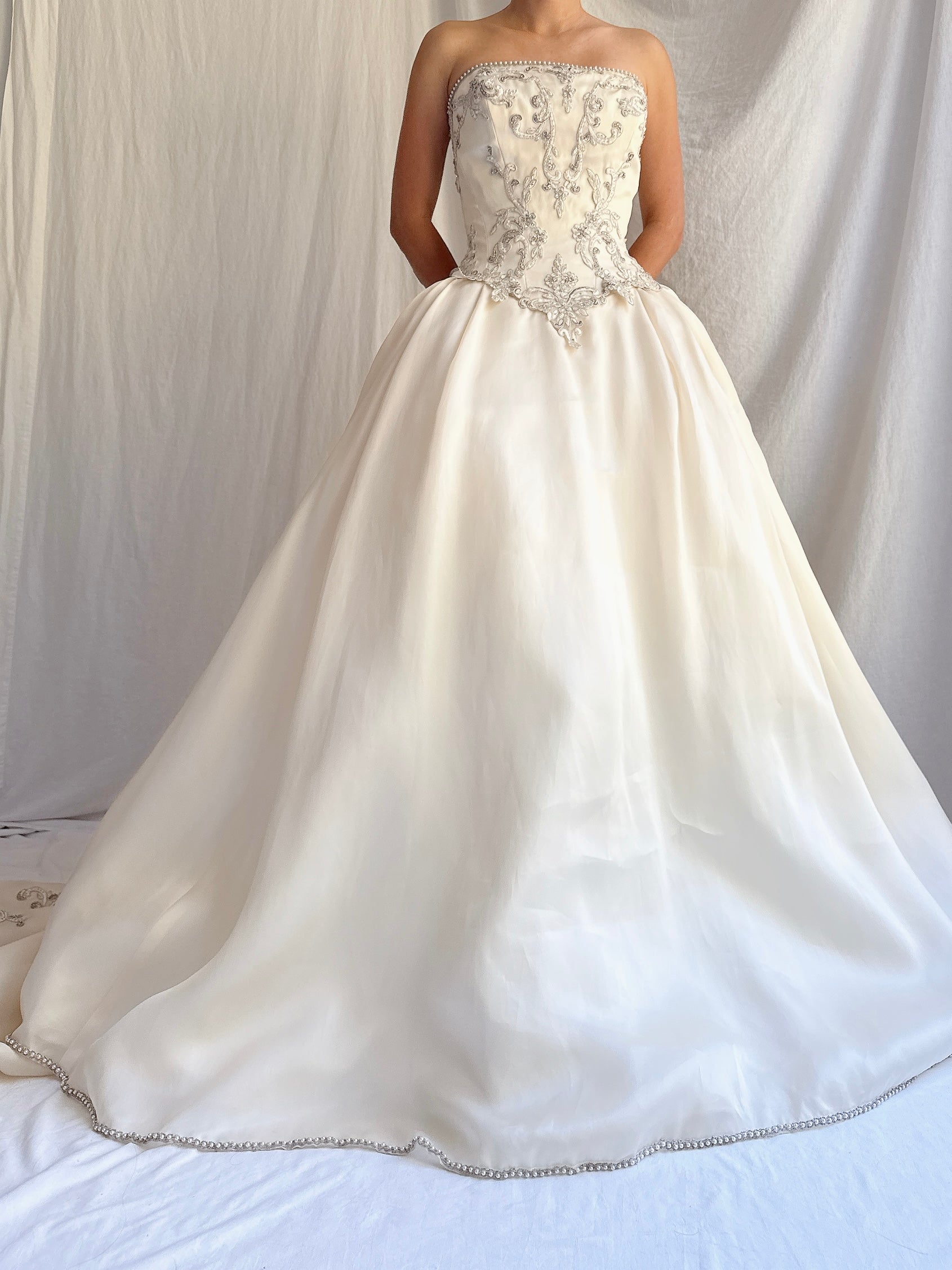 Vintage Silk Organza Embroidered Gown - XS/2