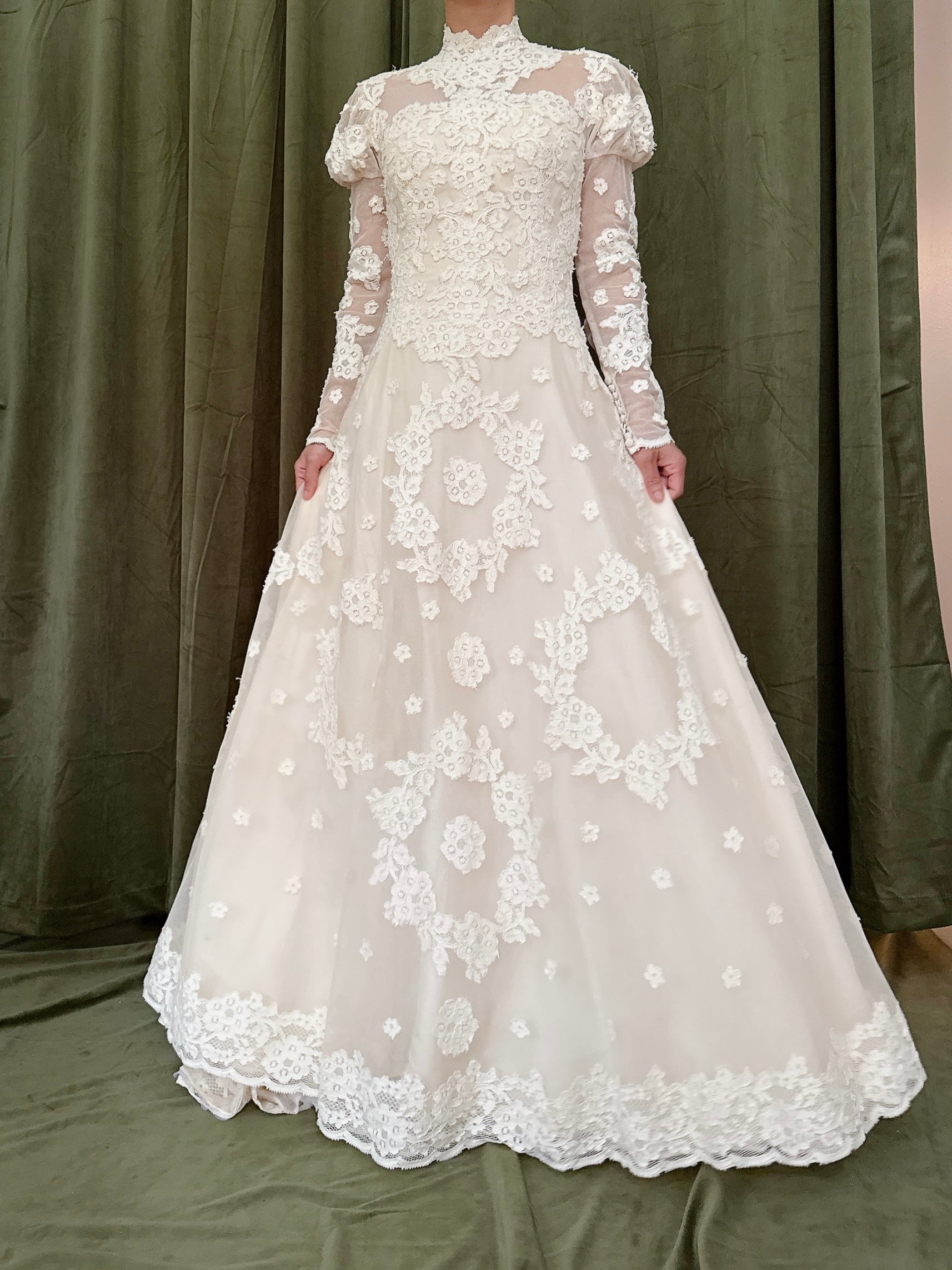 1960s Long Sleeve Lace Dress - XS