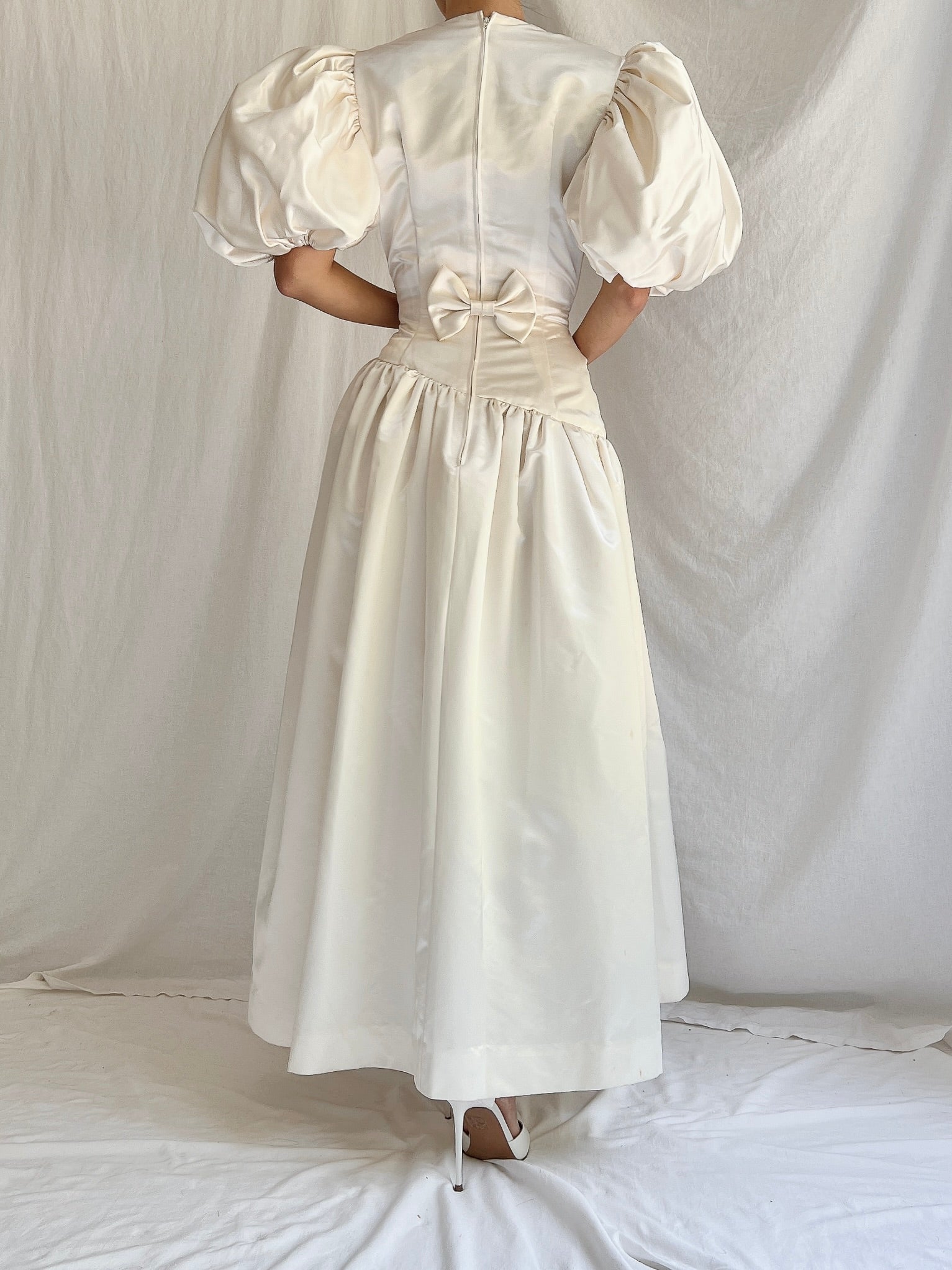 1980s Lillie Rubin Puff Sleeve Dress - XS