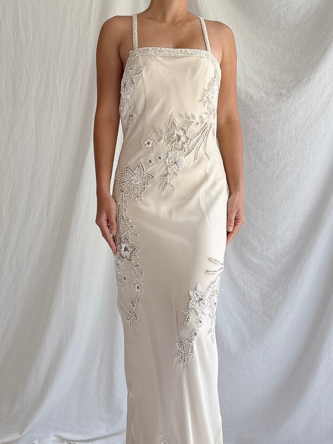 Vintage Silk Beaded Bias Gown - S/4