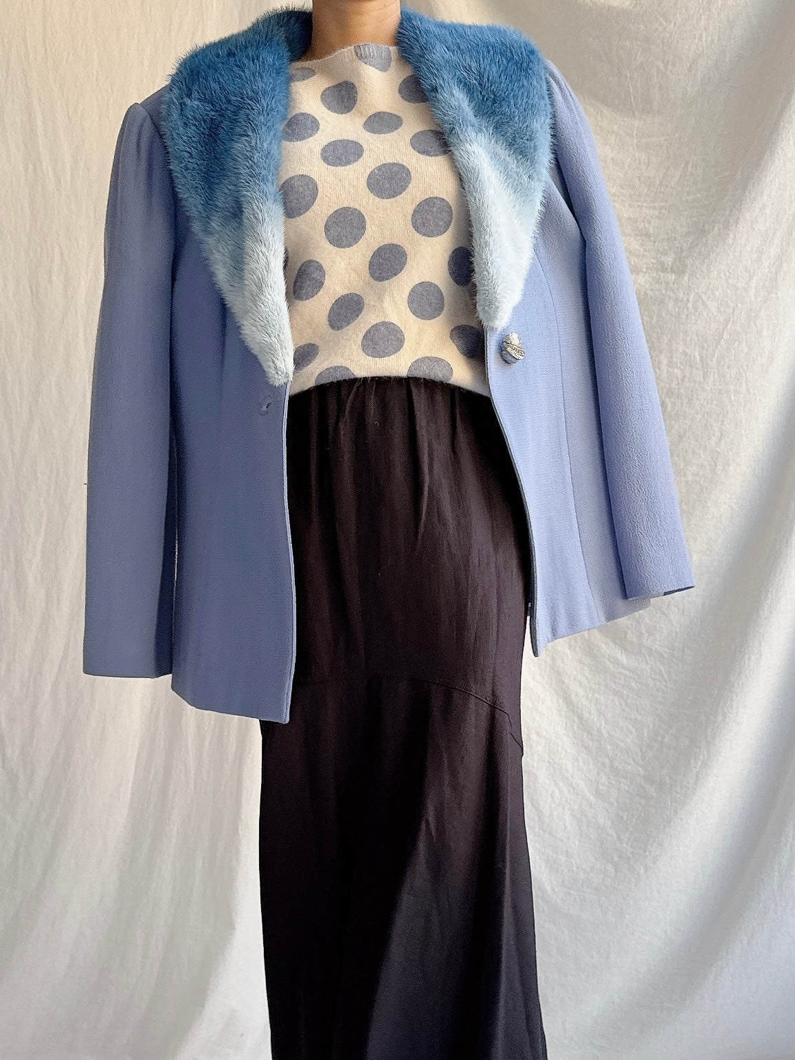 Vintage Paola Baccini Italy Lana Wool and Mink Collar Jacket - L IT 50/US 16