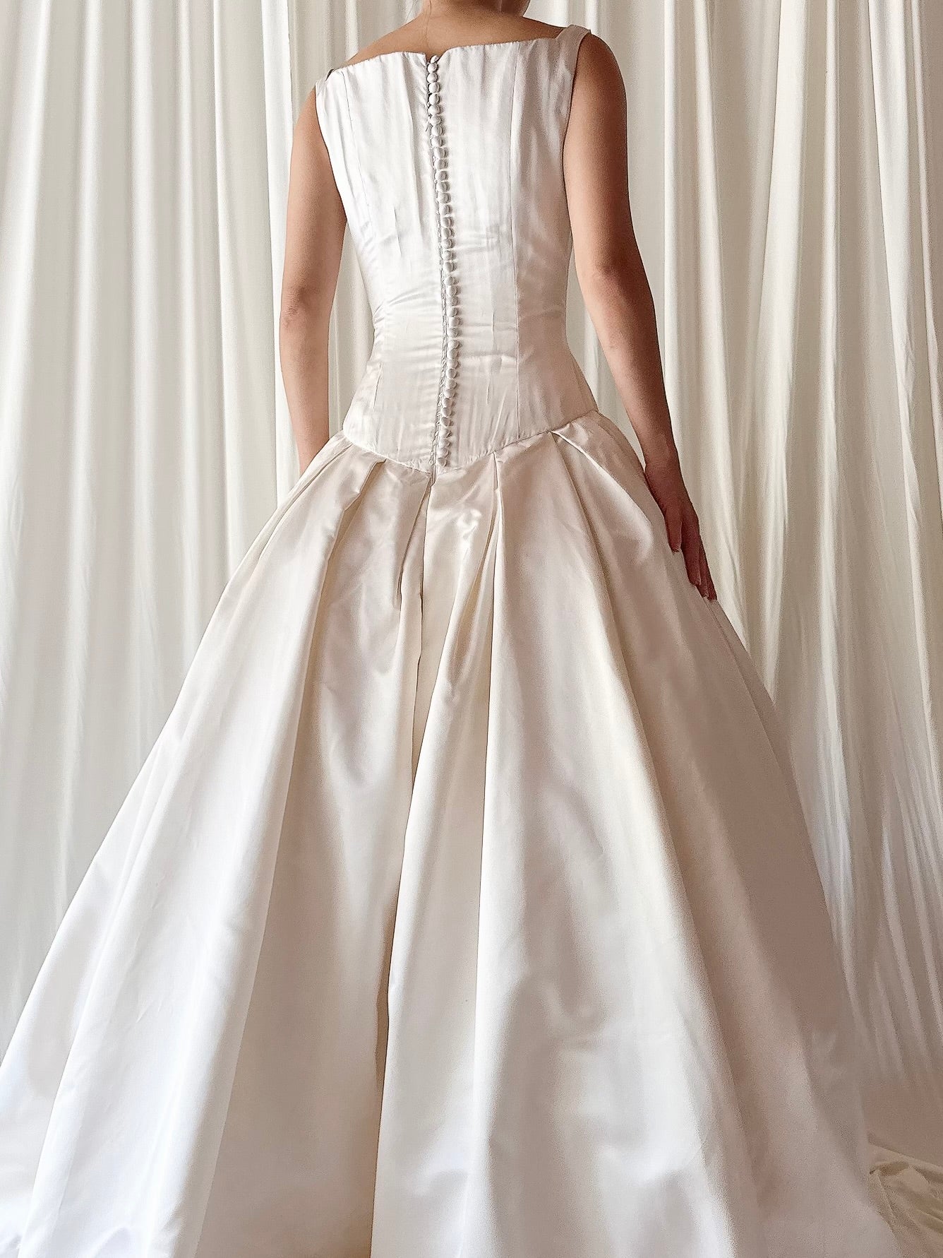 Vintage Lazaro Couture Silk Bustier Waist Gown - 6