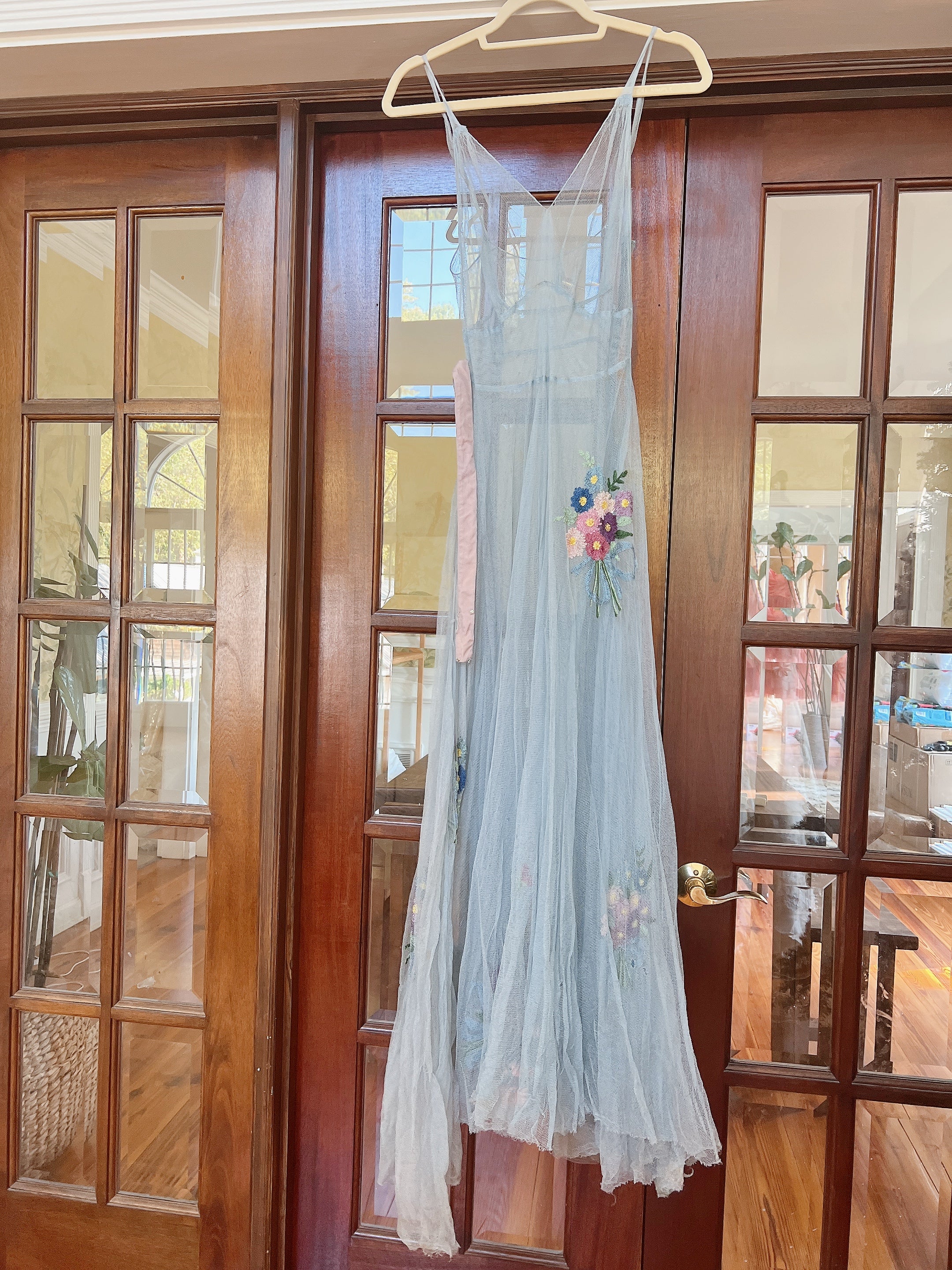 1930s Blue Sheer Tulle Dress - XS