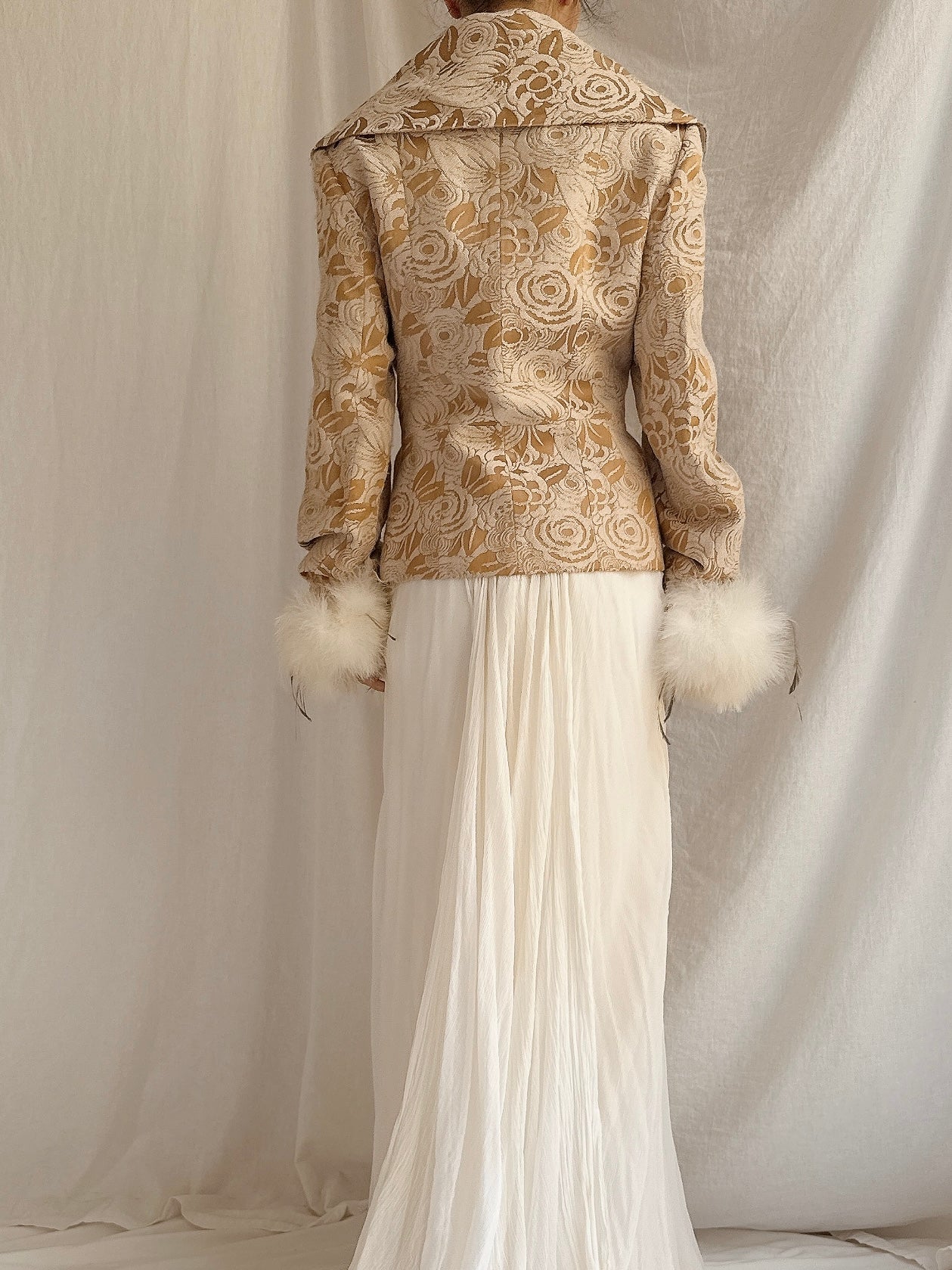 Vintage Futura Brocade and Feather Jacket - M