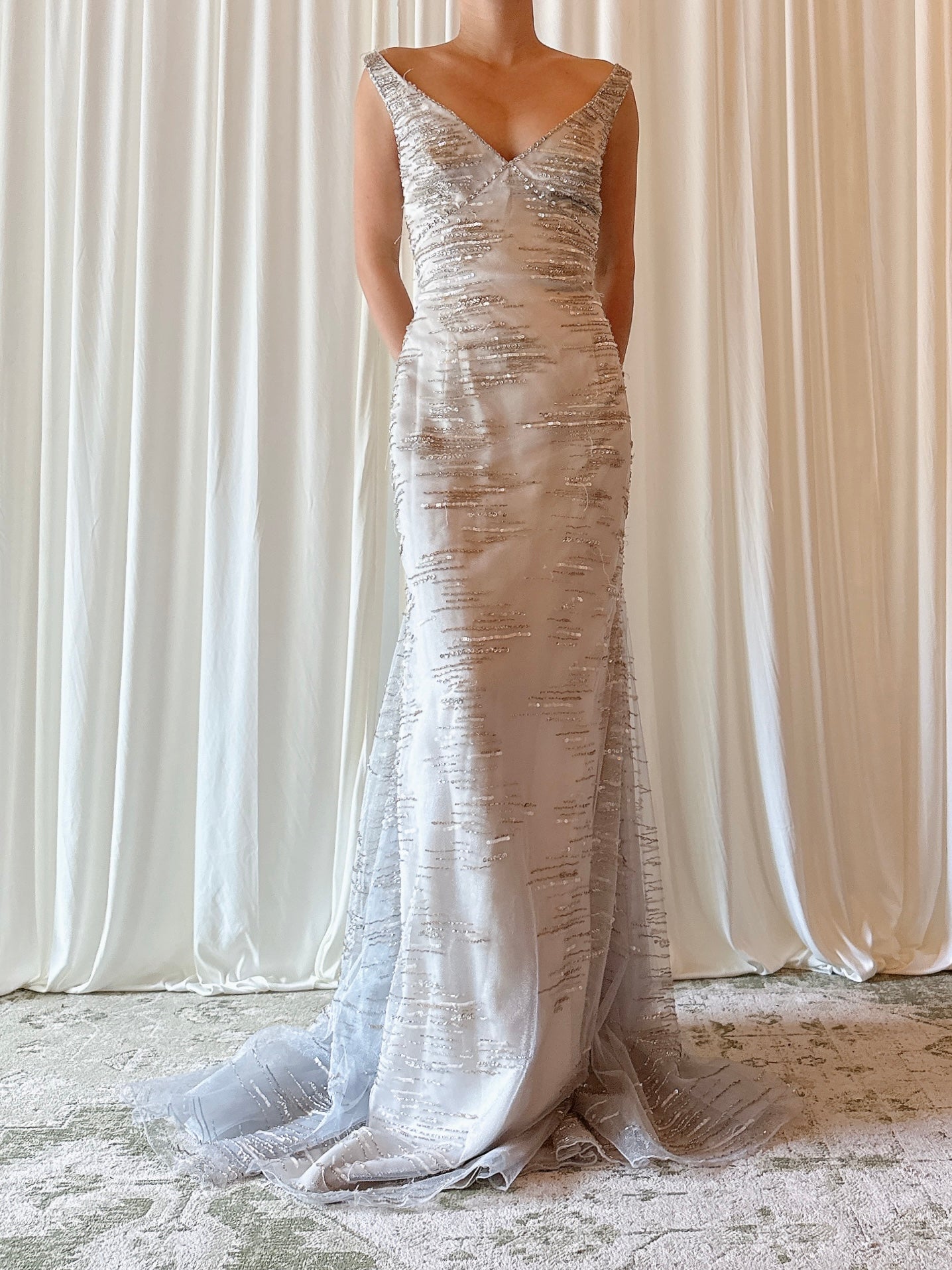 Vintage Steven Yerrick Gray Beaded Dress - US 10
