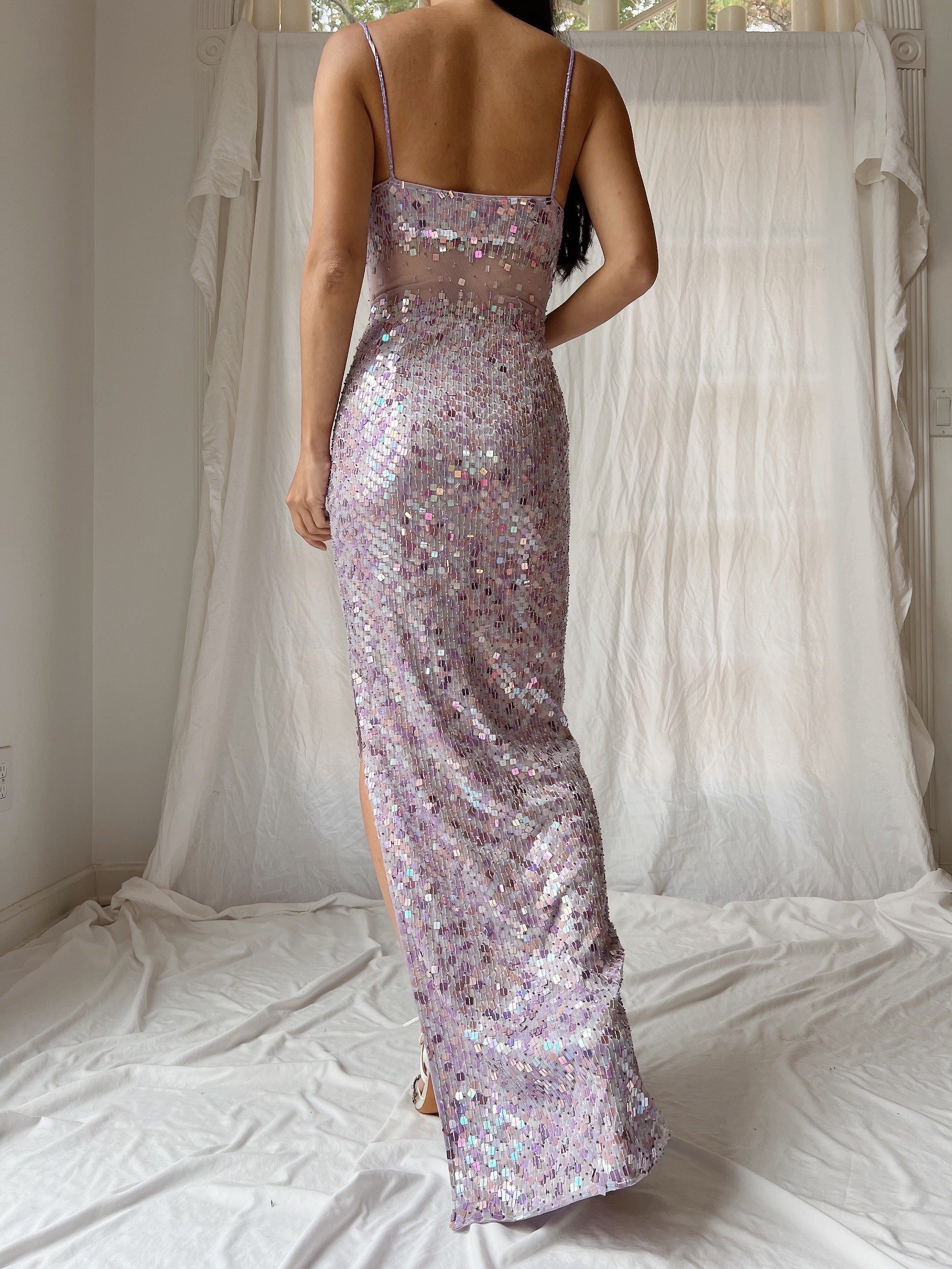 Vintage Lavender Sequins Dress - S