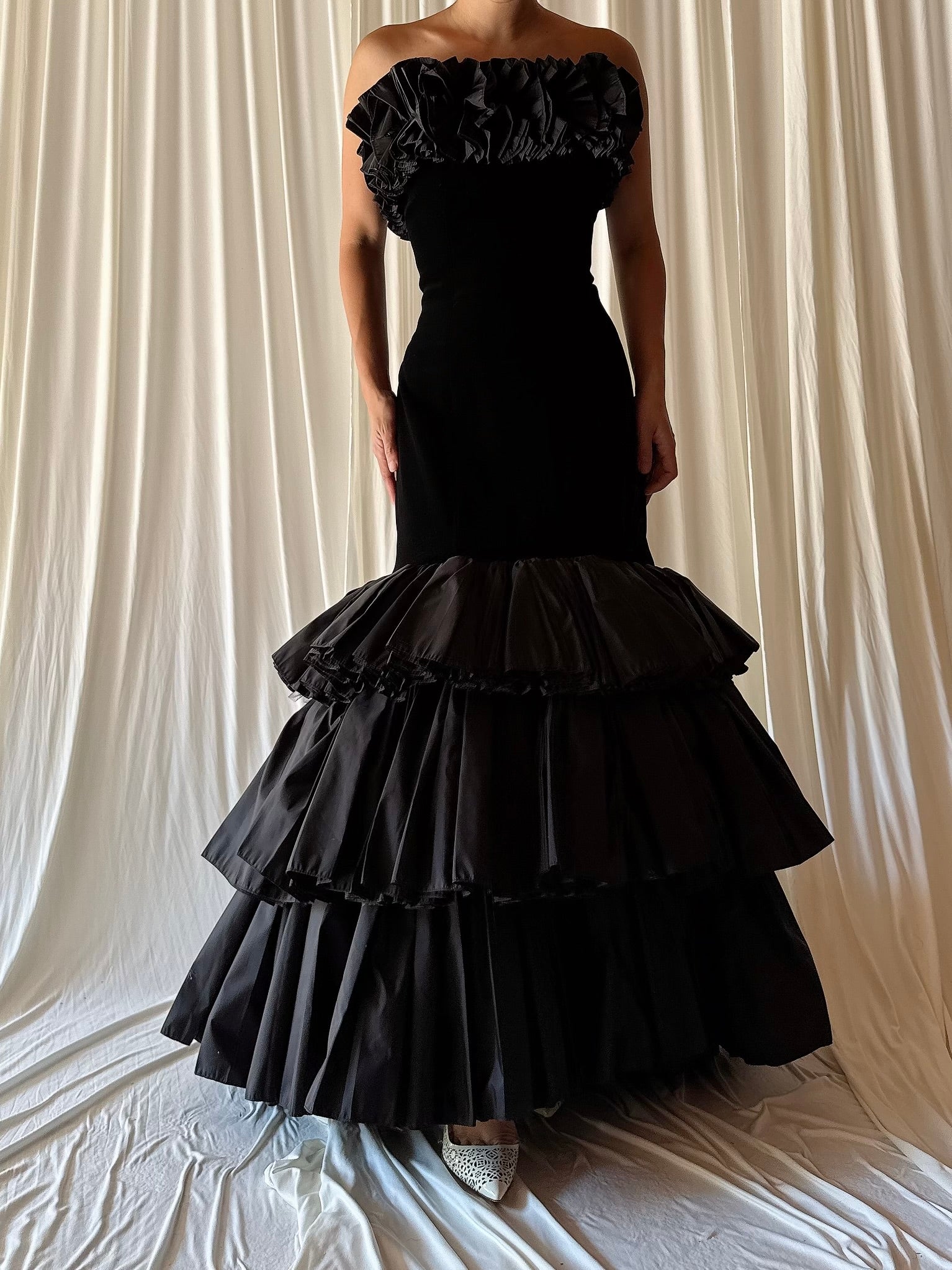 Vintage Victor Costa Velvet Tiered Dress