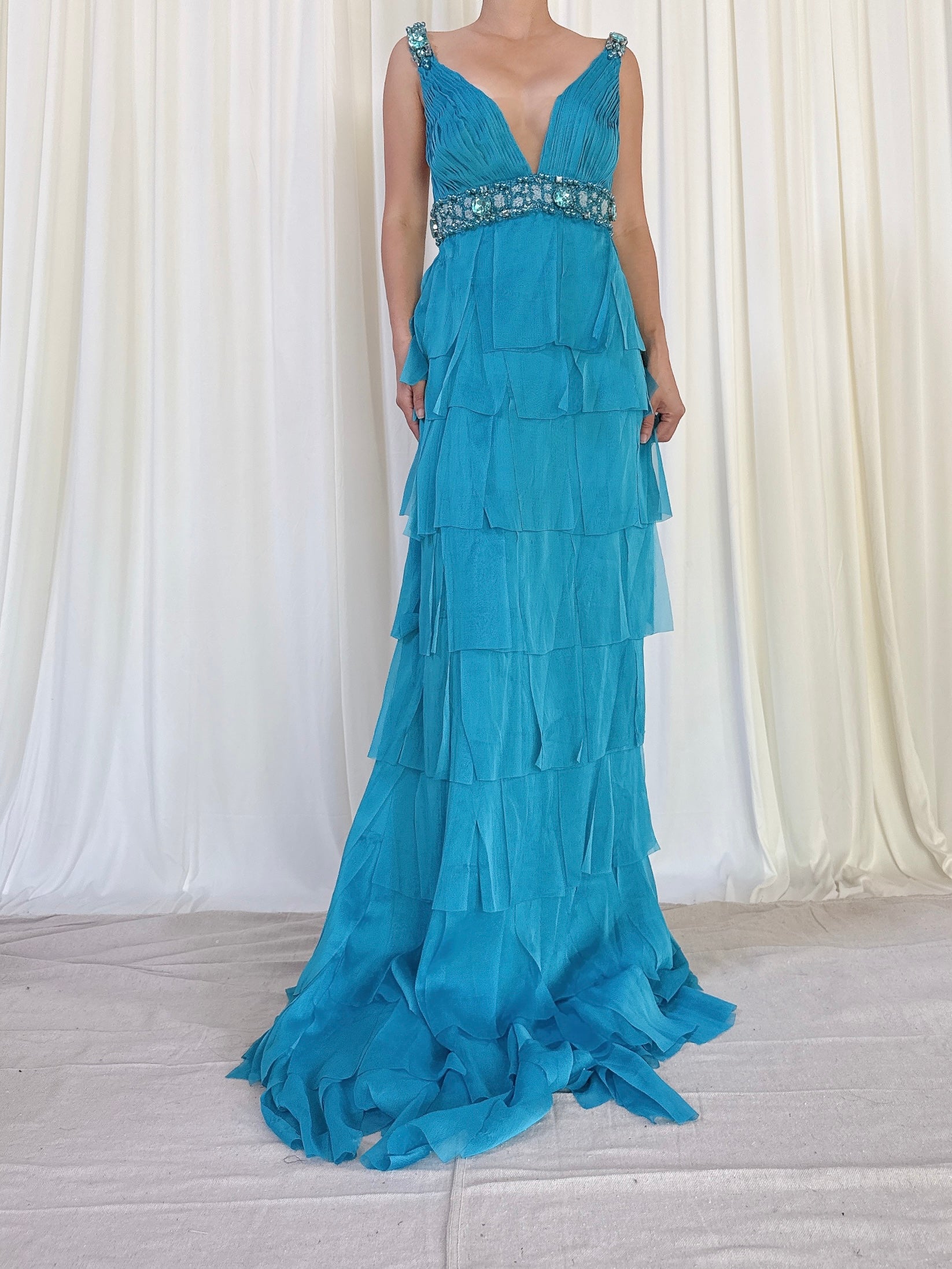 Vintage Blue Chiffon dress - EU 46/US 14