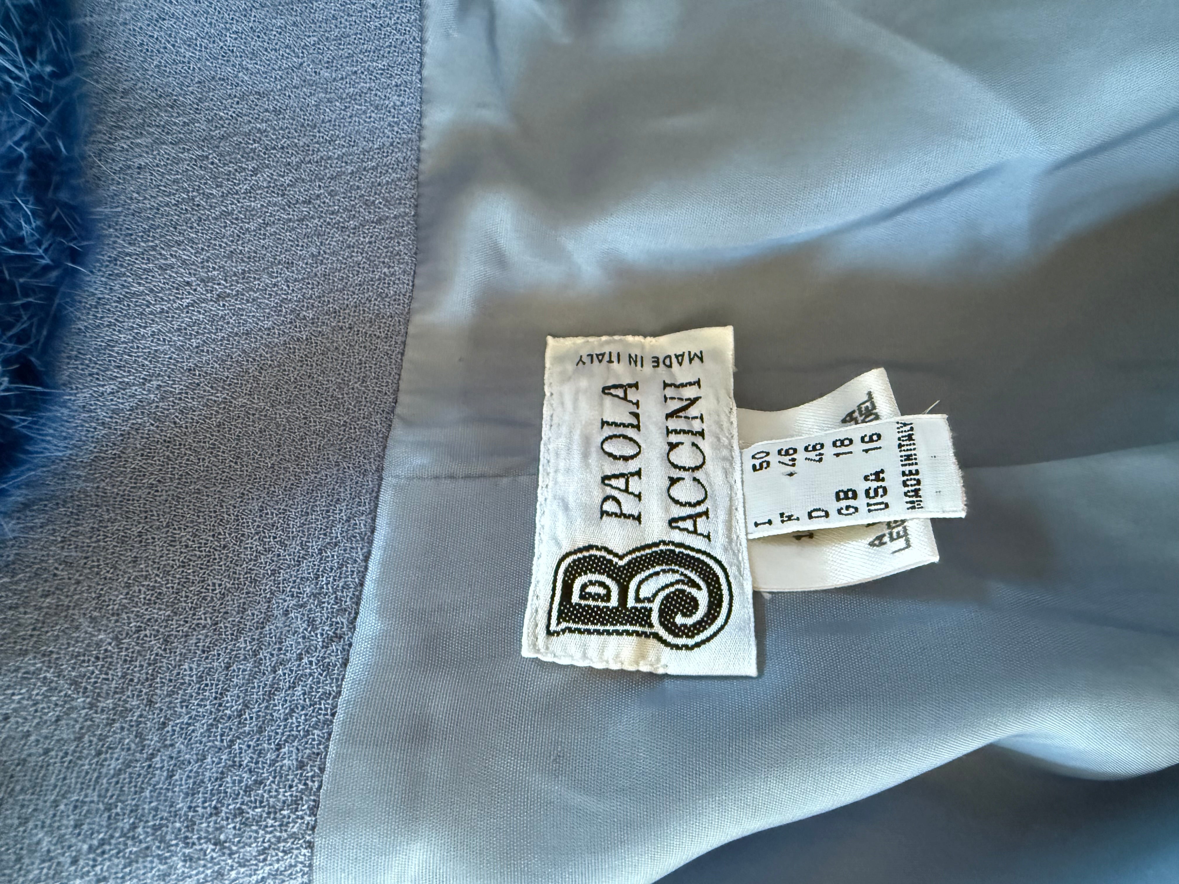 Vintage Paola Baccini Italy Lana Wool and Mink Collar Jacket - L IT 50/US 16