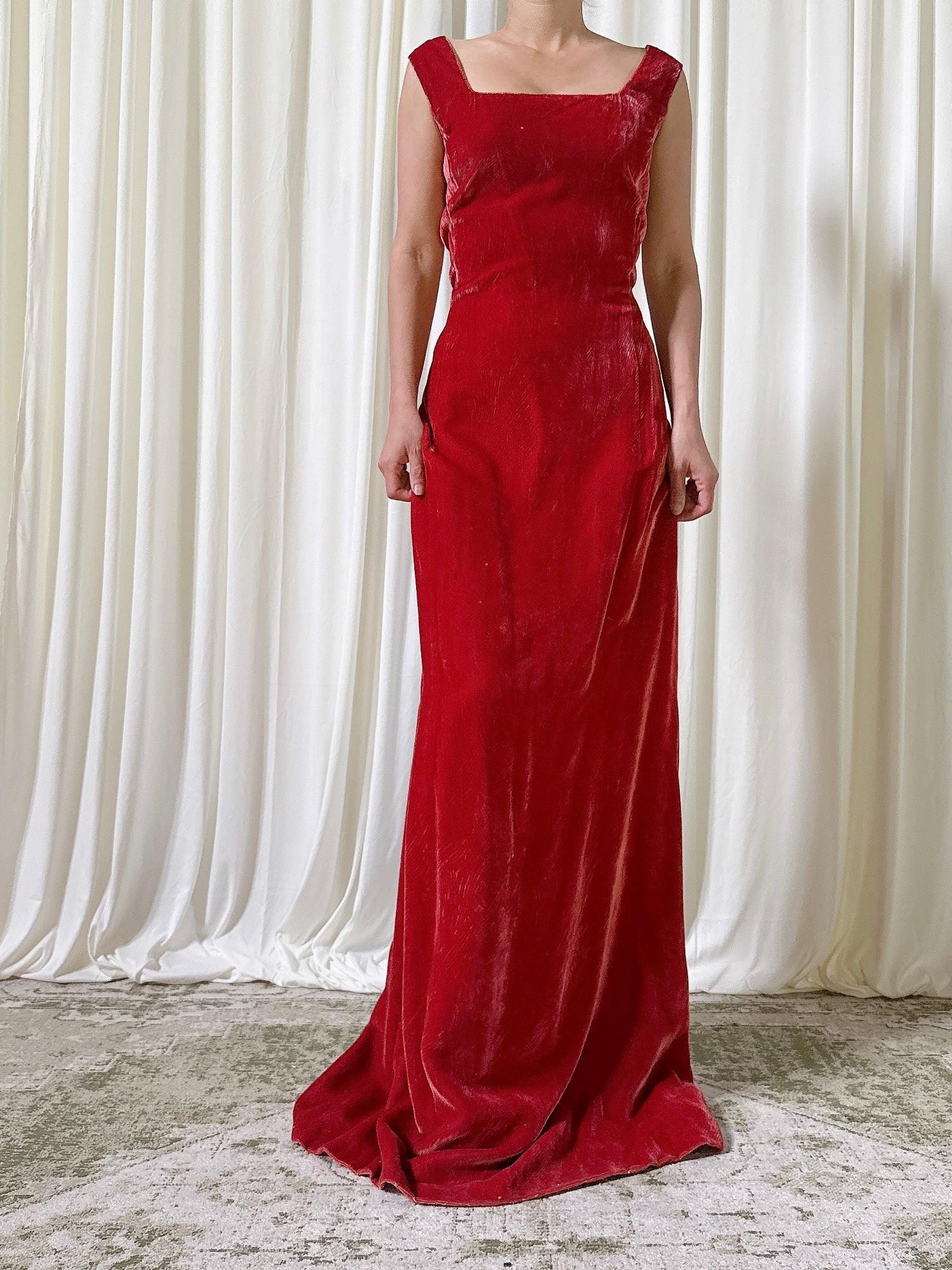 Vintage Rust Velvet Dress - L/12
