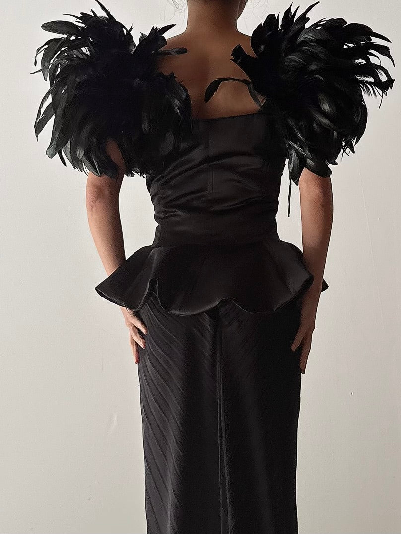 Vintage I.Magnin Feathered Jacket - M