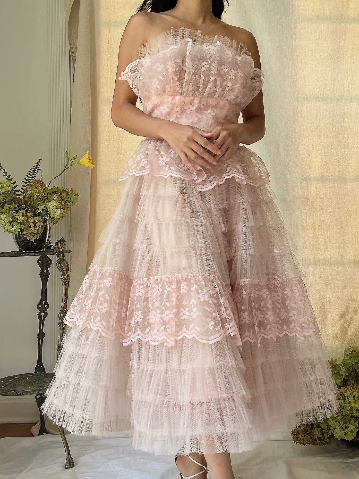 pink tulle dress 1950s Pink Tulle Dress - XS