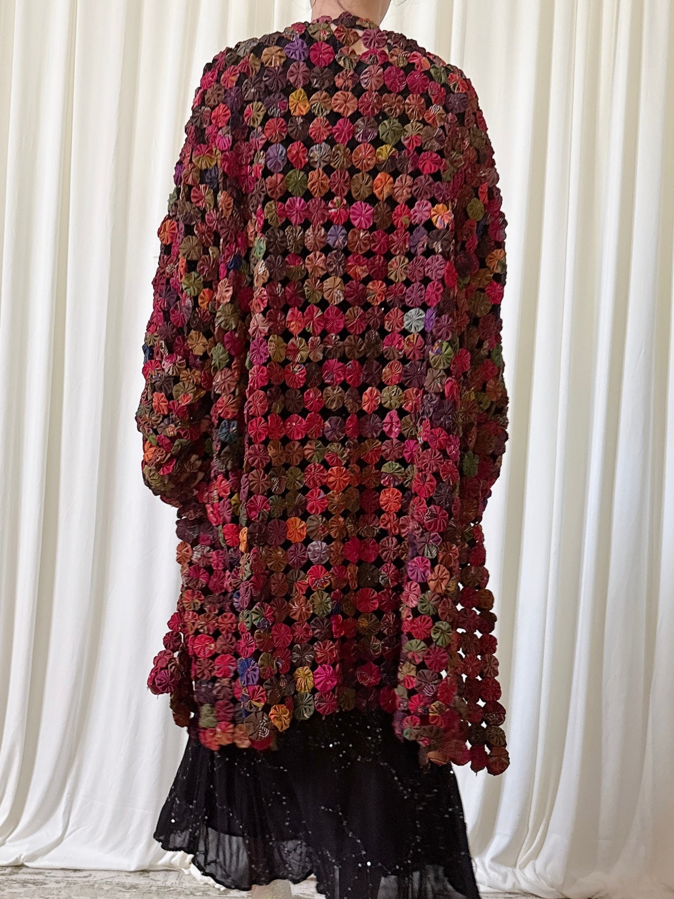 Vintage Yoyo Quilt Crochet Duster - OSFM