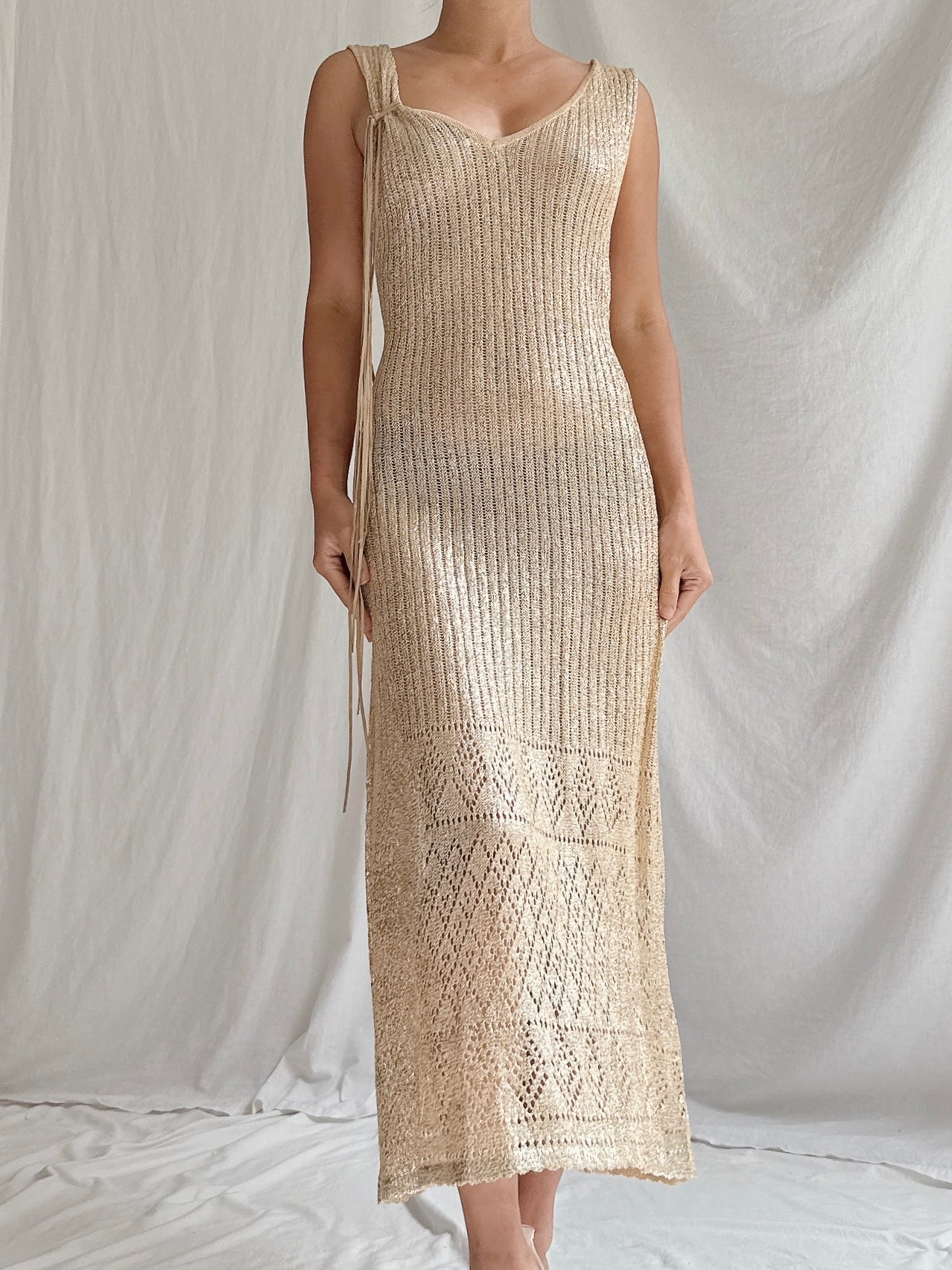 Vintage Italian Metallic Knit Dress - M