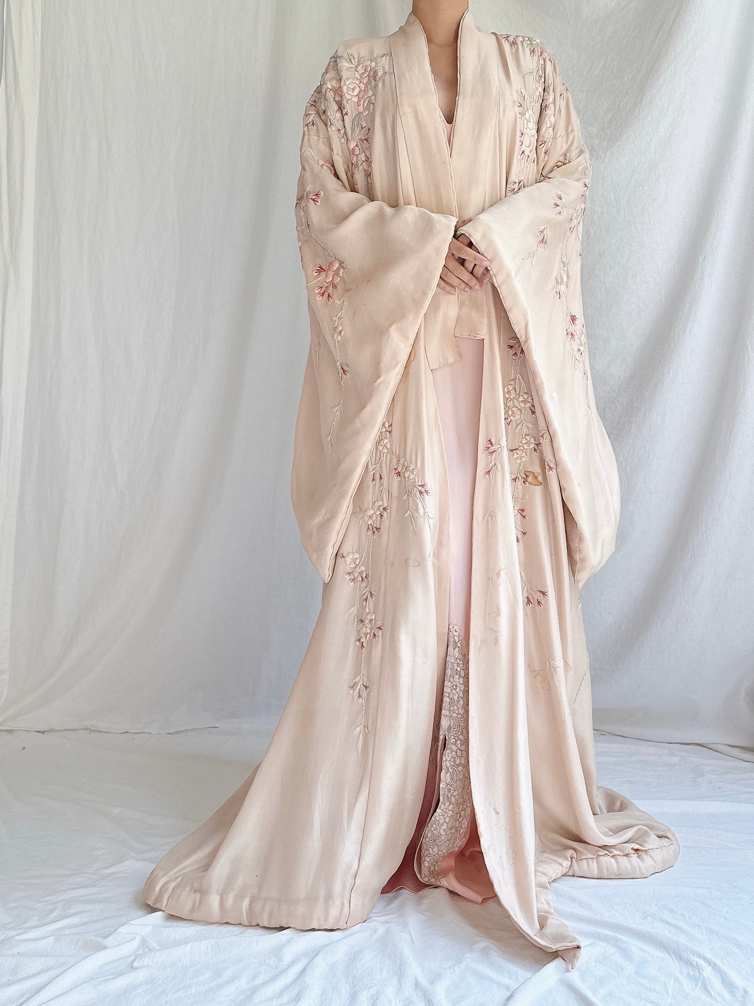 Antique Pink Cherry Blossom Kimono - OSFM