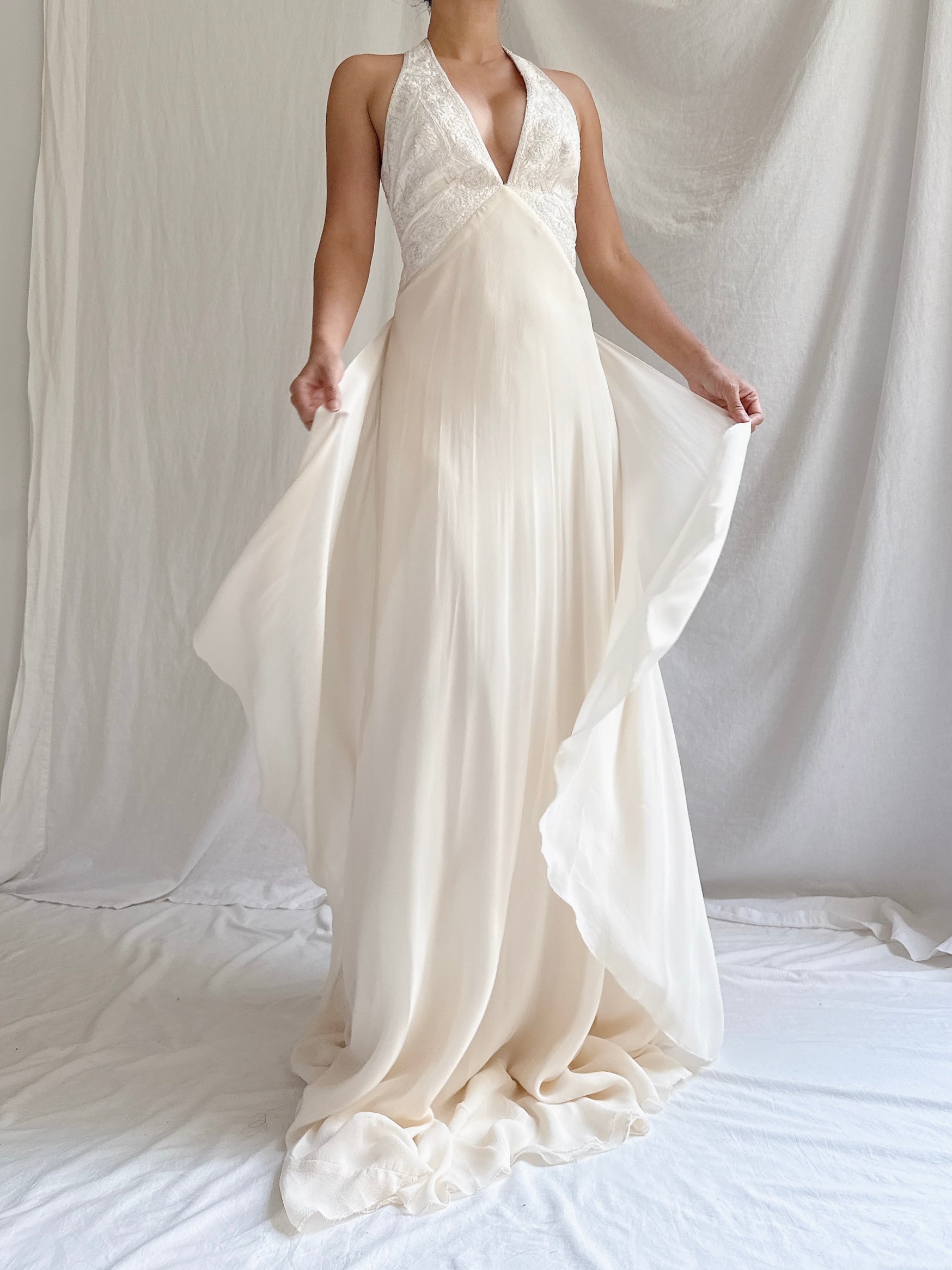 00 Silk Halter Embellished Gown - XS/2/4