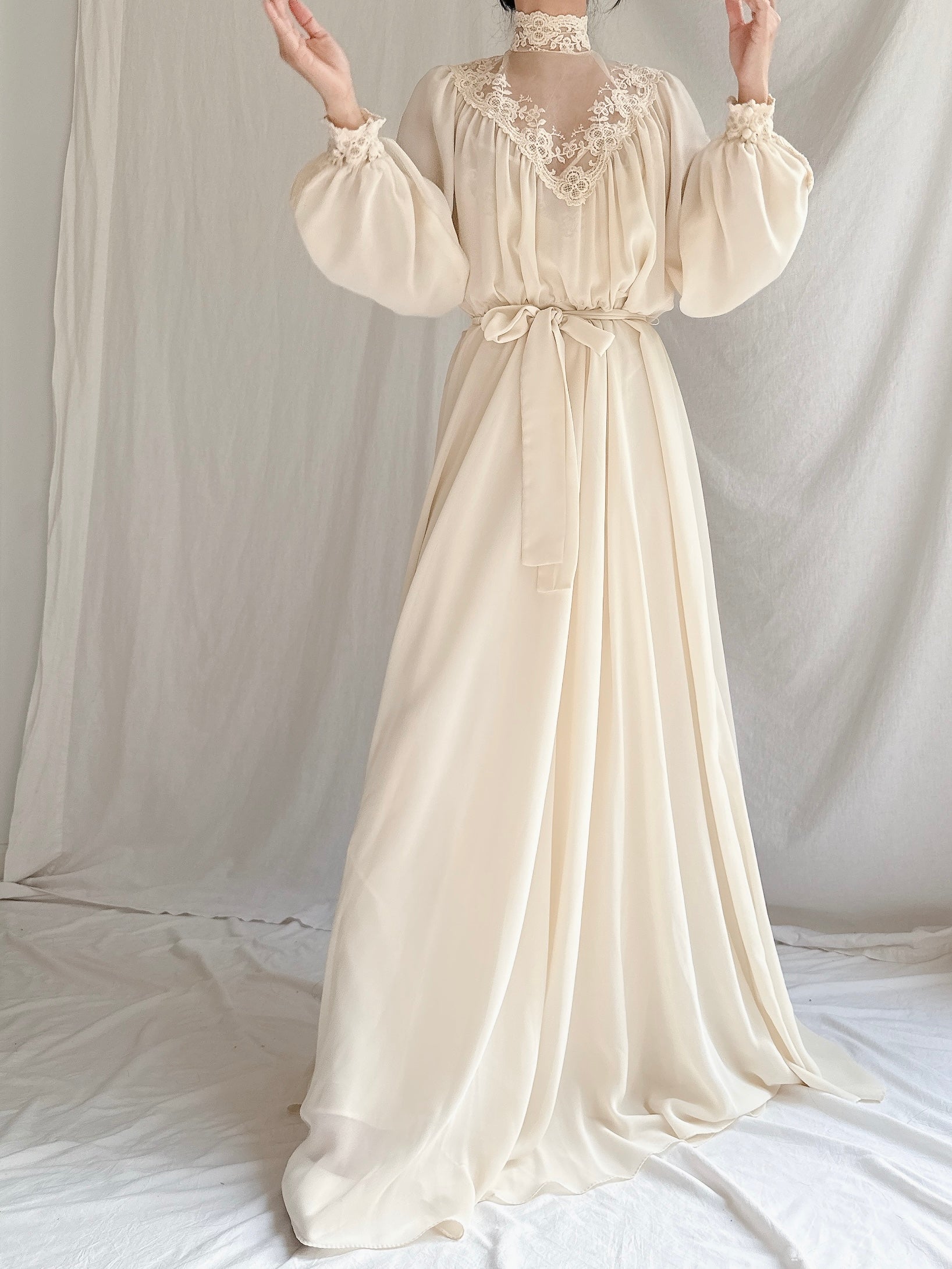 1970s Poet Sleeve Gown - M