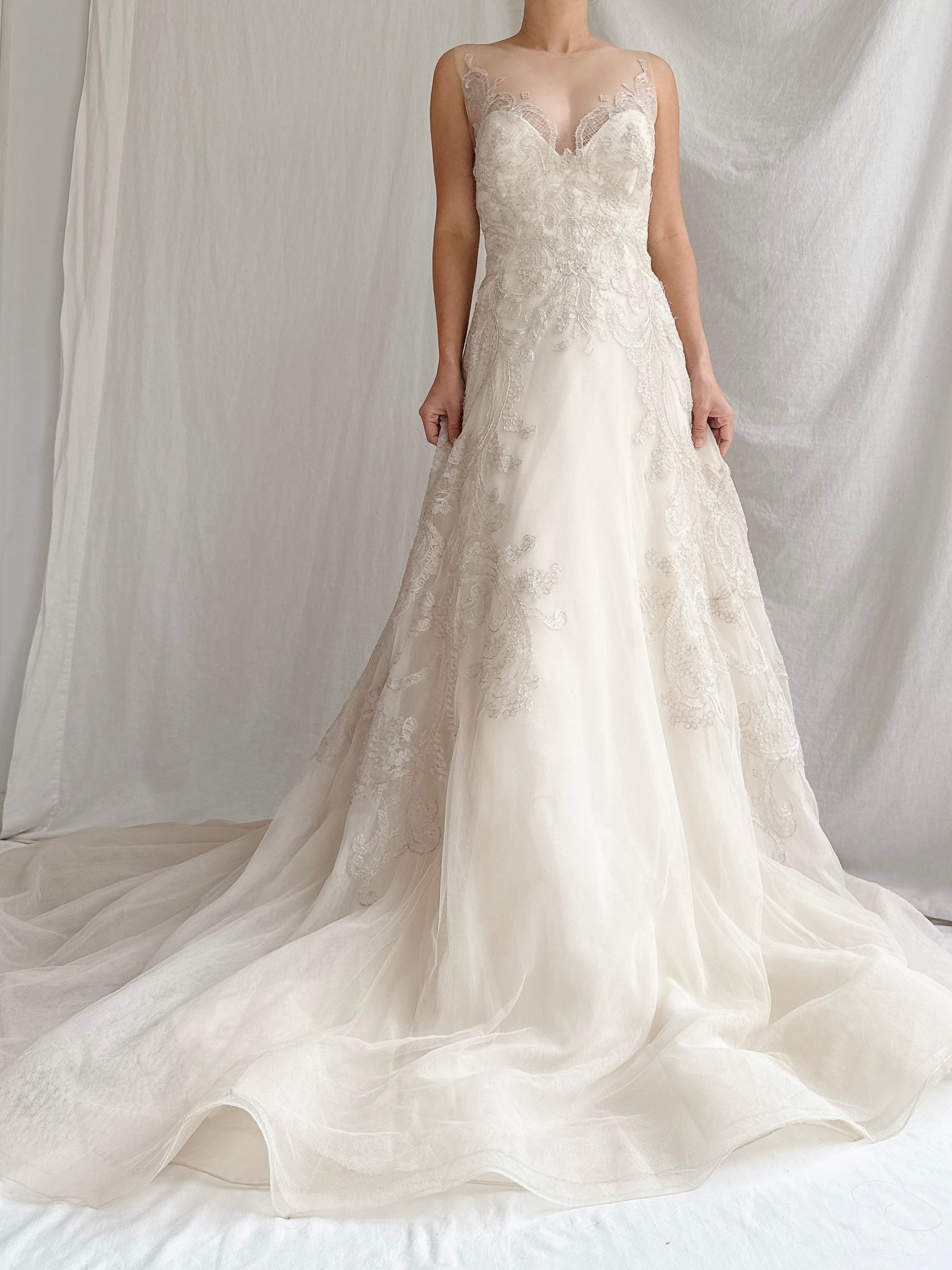 Liancarlo Couture Tulle Metallic Lace Gown - M/6