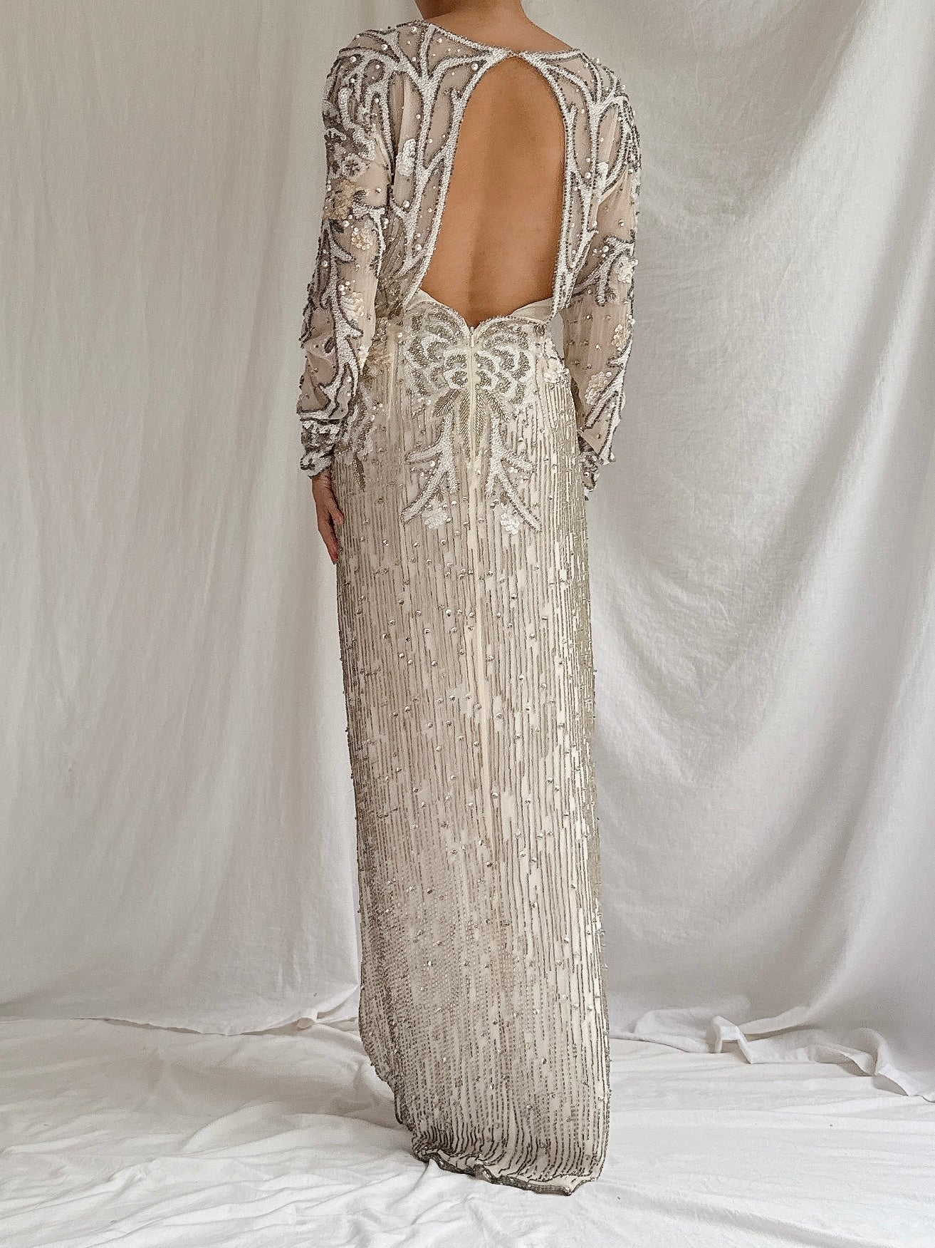 1980s Silk Beaded Gown - M