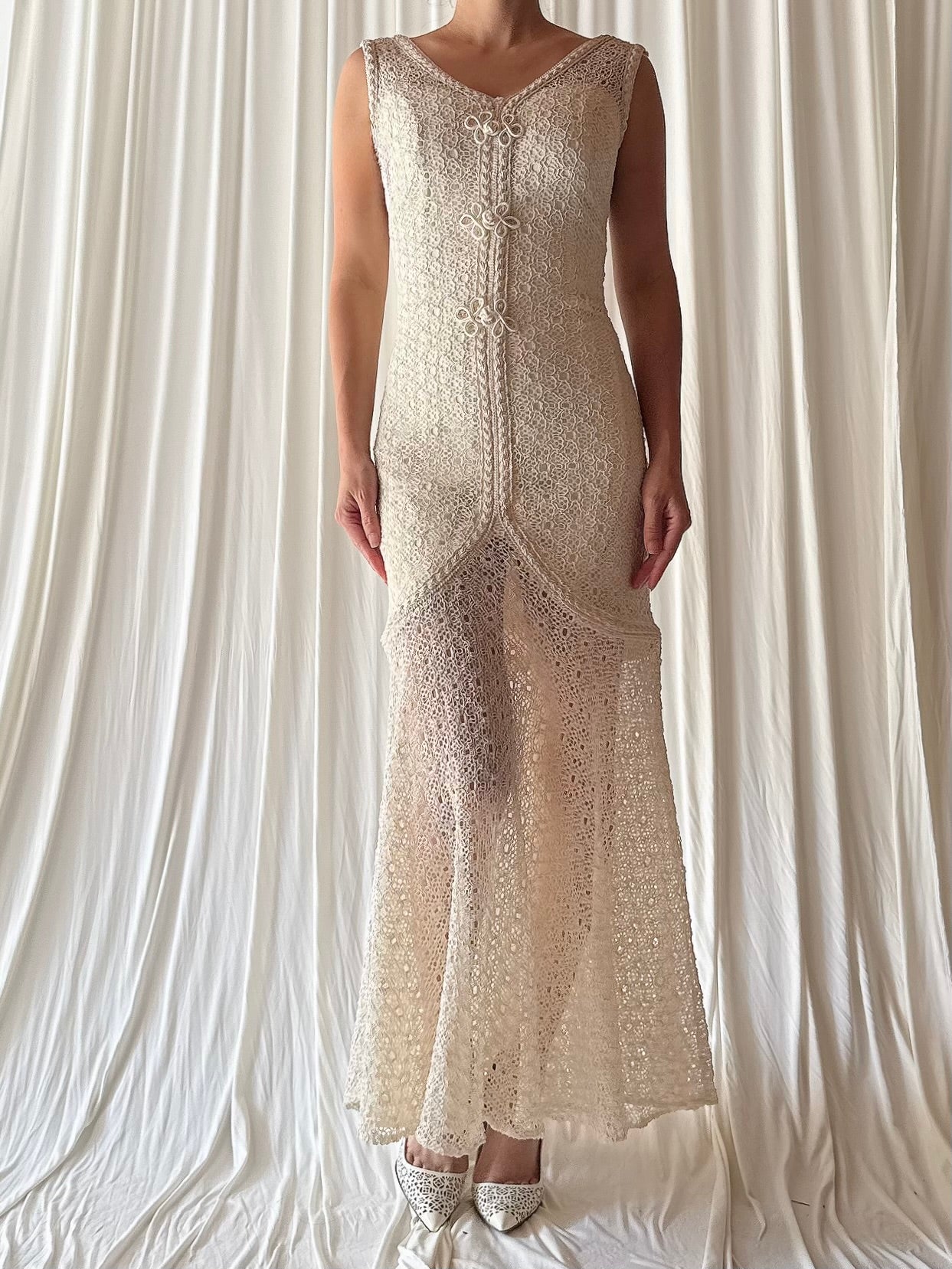 Vintage Crochet Midi Dress - S