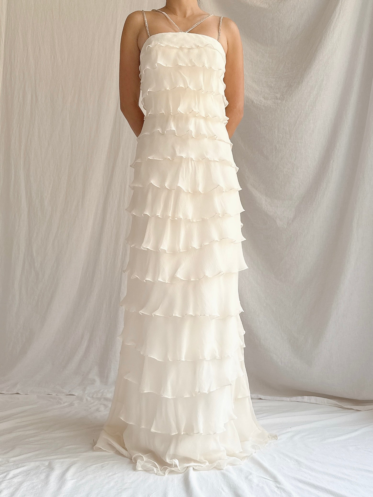 Vintage Silk Tiered Dress - M