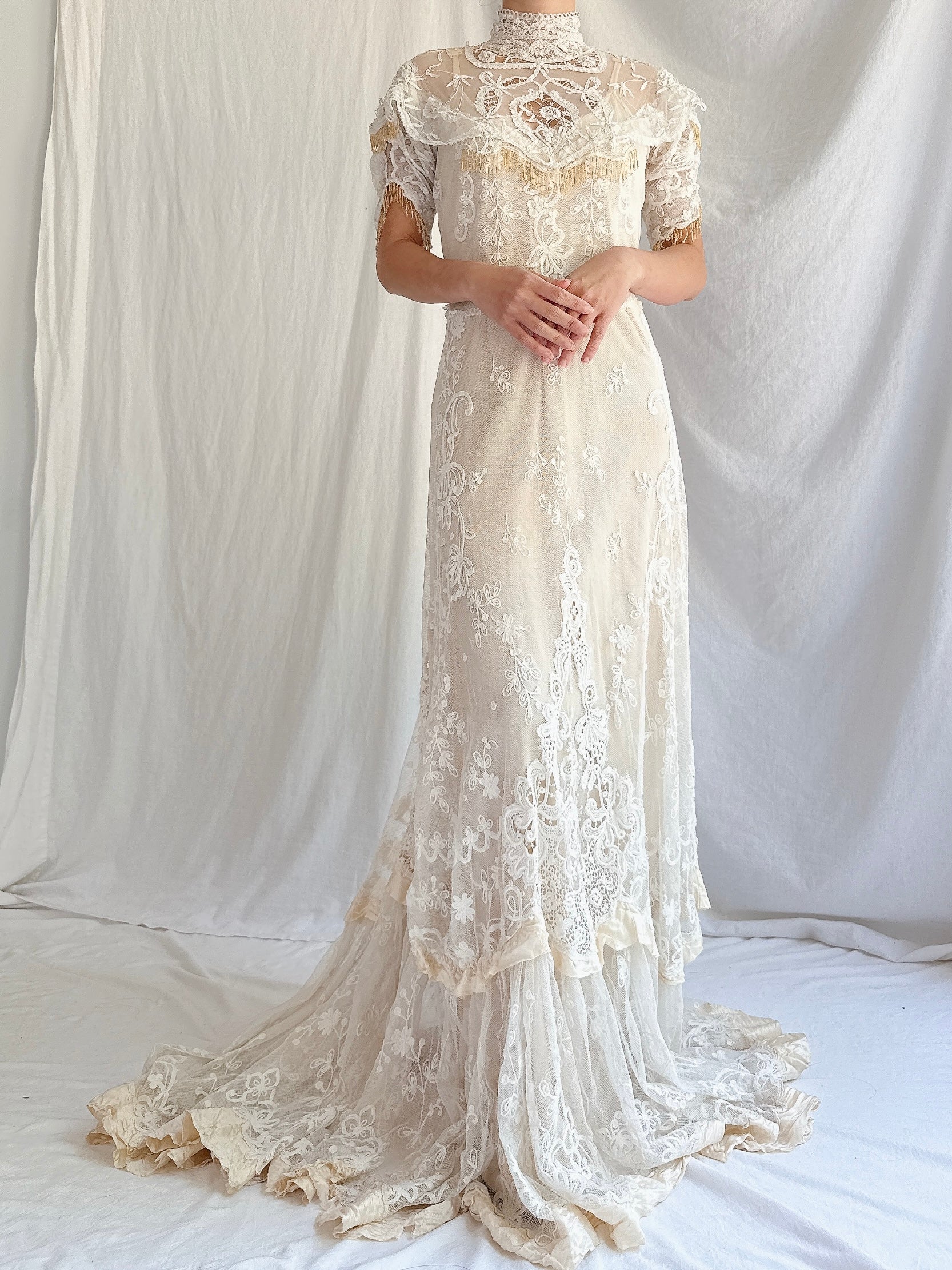 Antique Tambour Lace Gown - XS Antique Tambour Lace Gown - XS