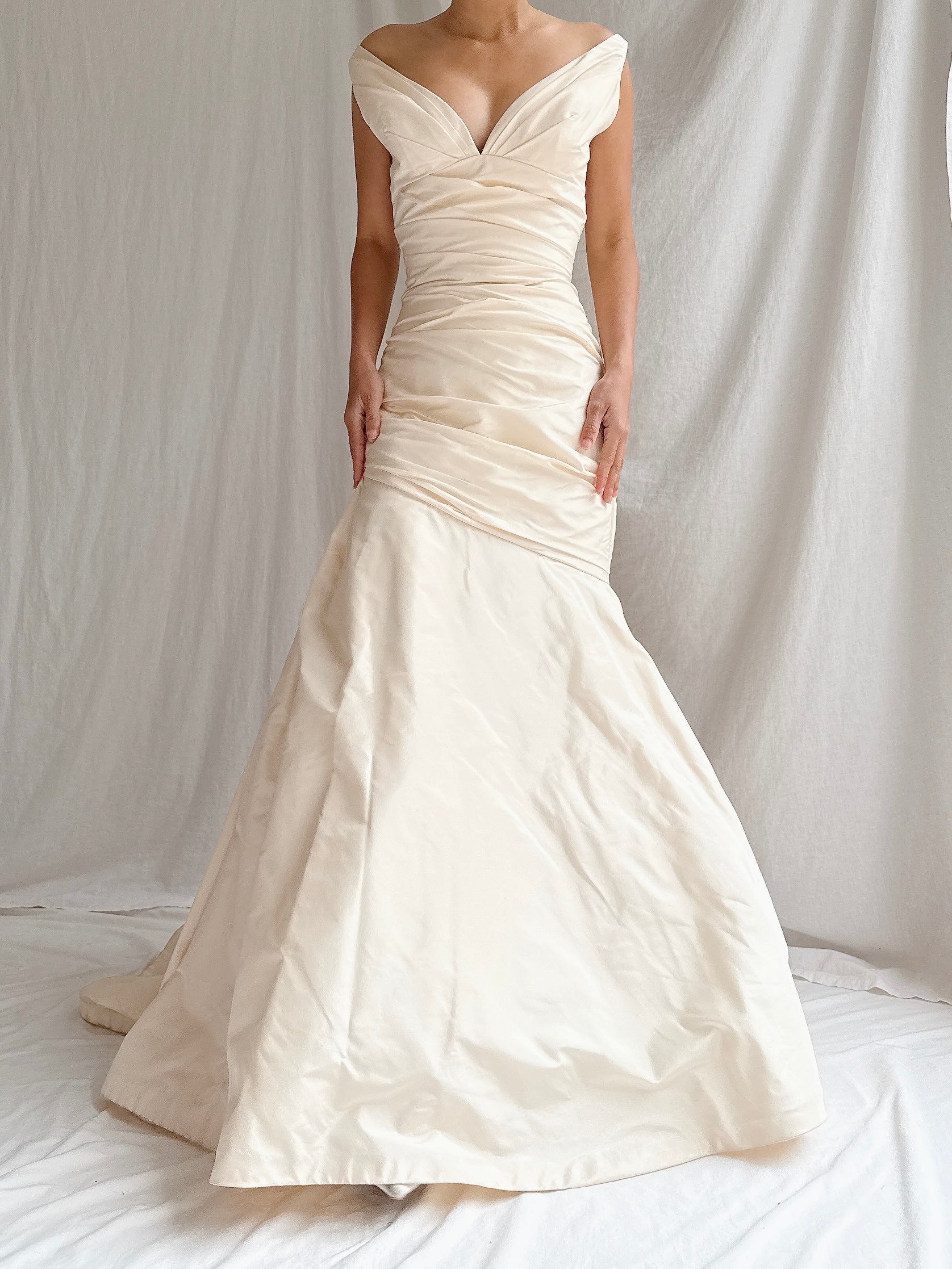 Vintage Silk Draped Gown - S