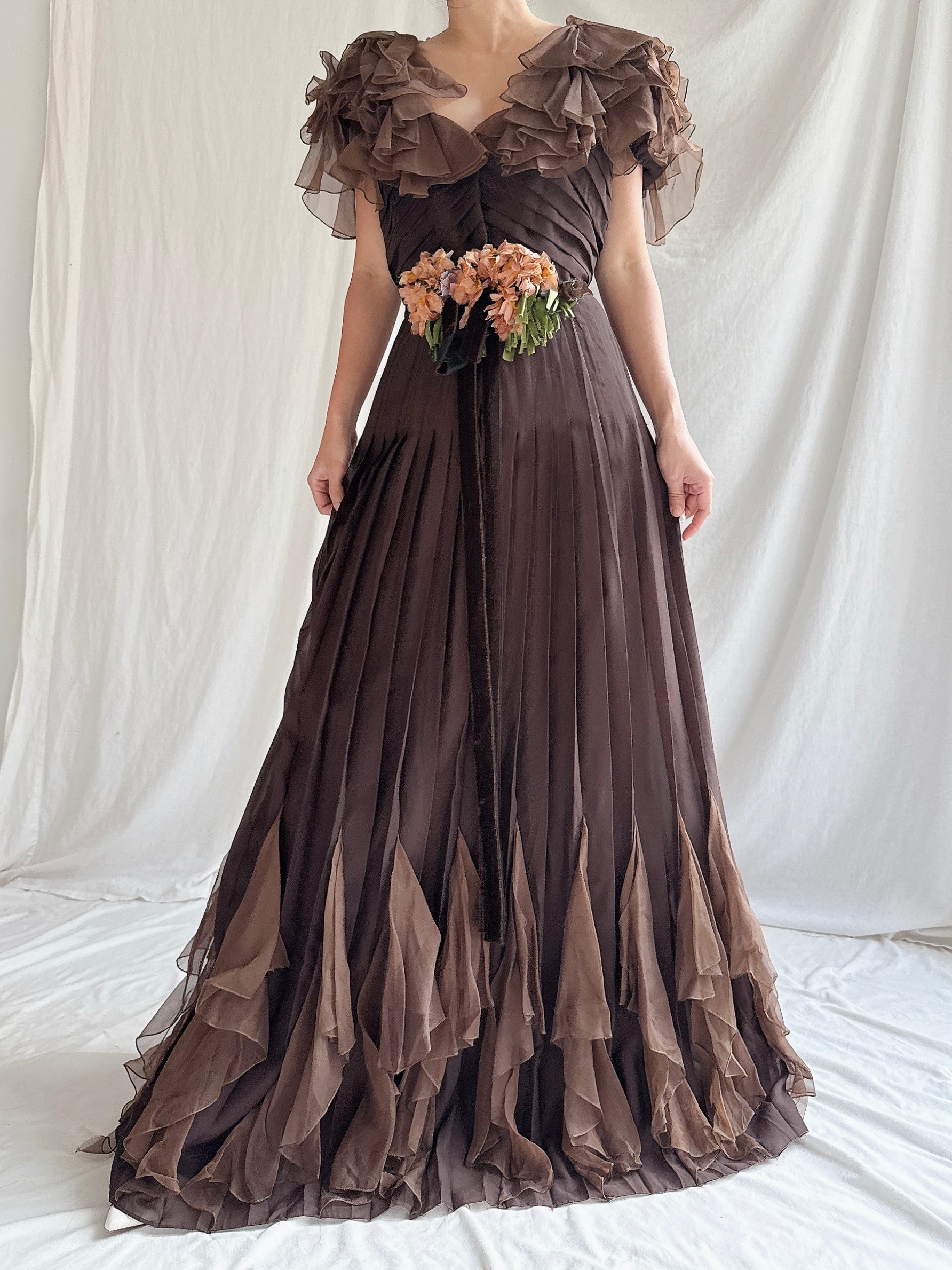 1930s Silk Chiffon and Organza Gown - S | G O S S A M E R 1930s Silk Chiffon and Organza Gown - S | G O S S A M E R