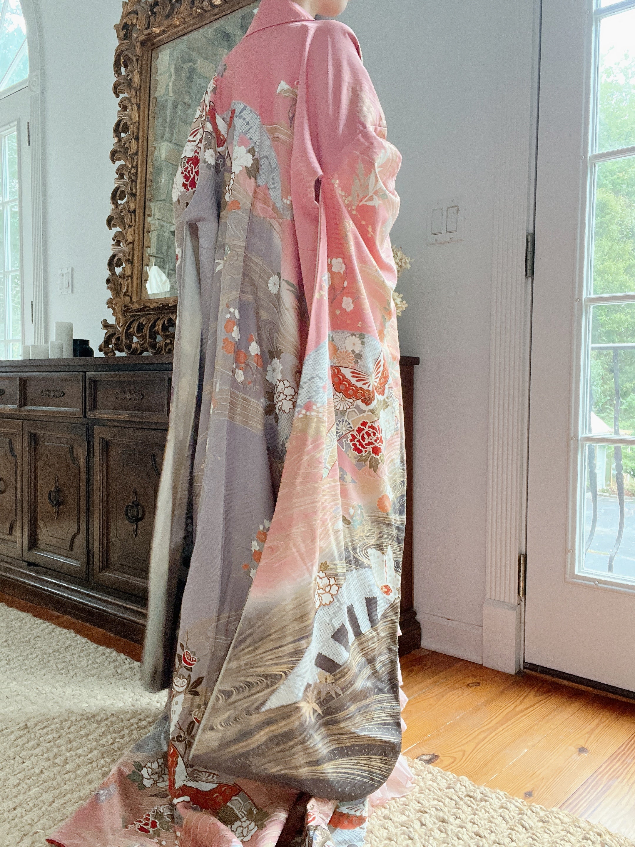 Pink/Coral Silk Kimono