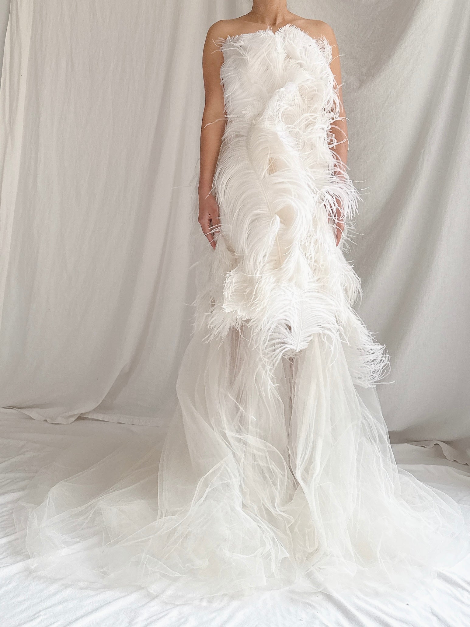 RESERVED Vintage 2-Piece Liancarlo Couture Feather Gown - S/6
