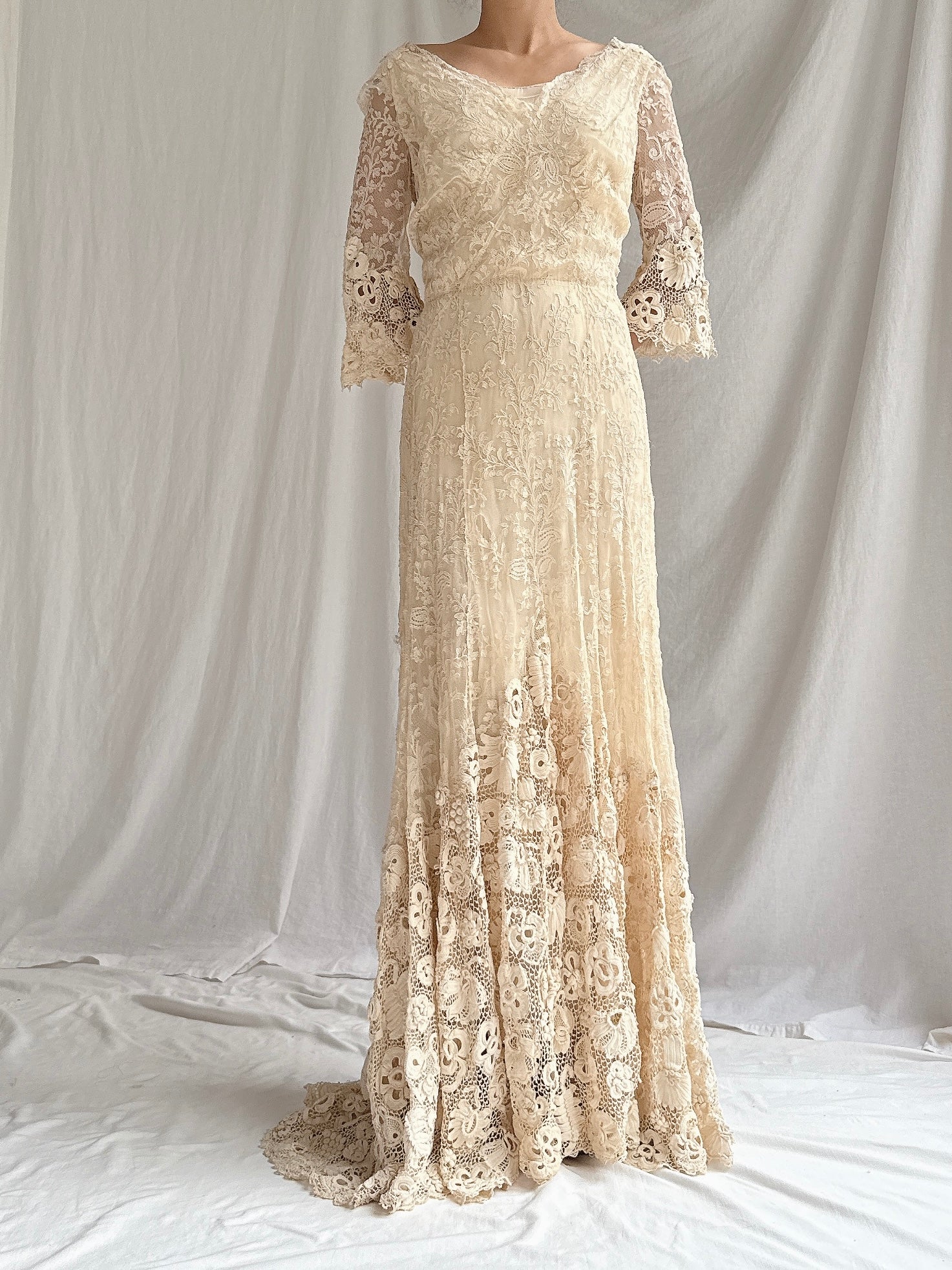 Antique French and Irish Lace Gown - XS