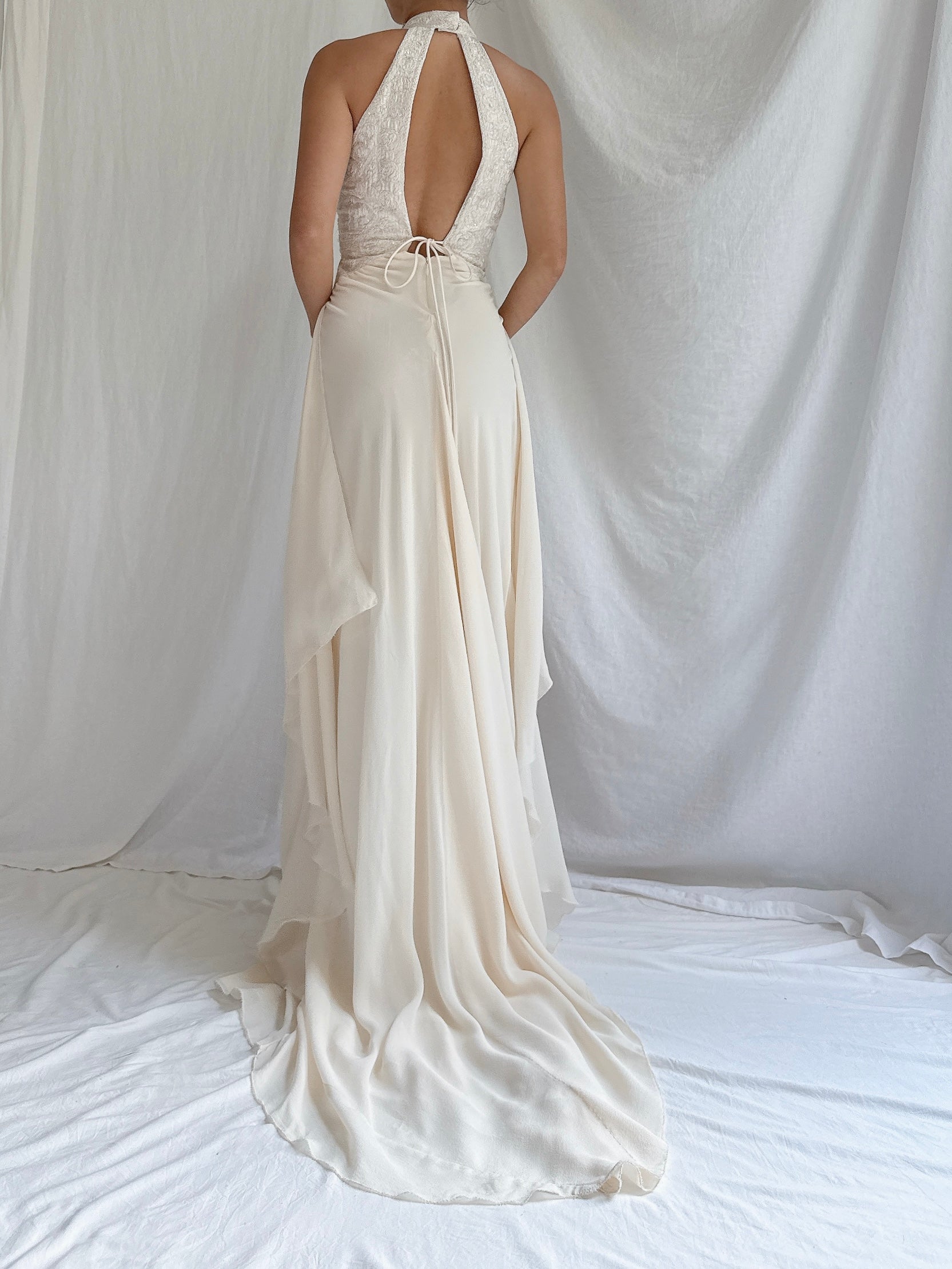 00 Silk Halter Embellished Gown - XS/2/4