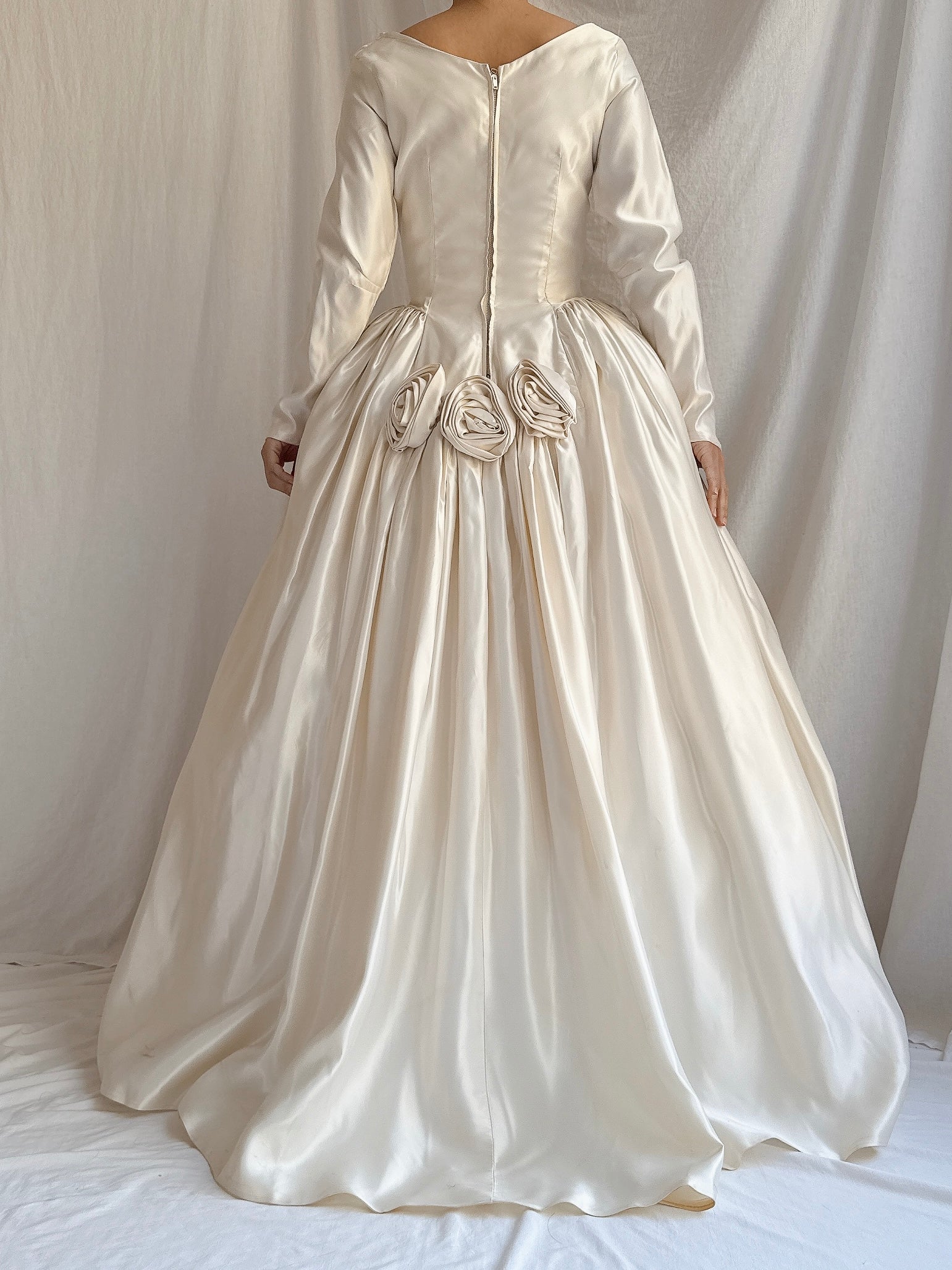 1950s Satin Long Sleeve Gown - XS