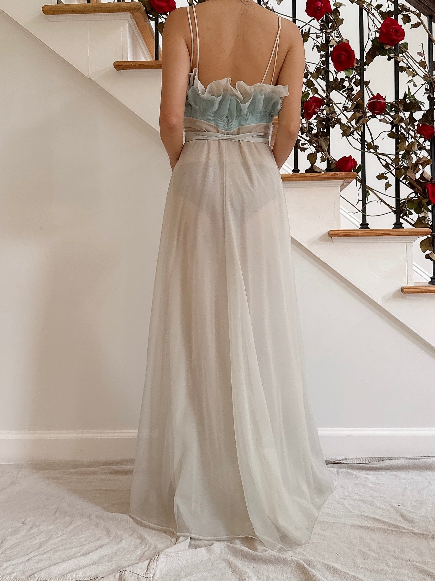 1950s Tricot Ruffled Slip - S