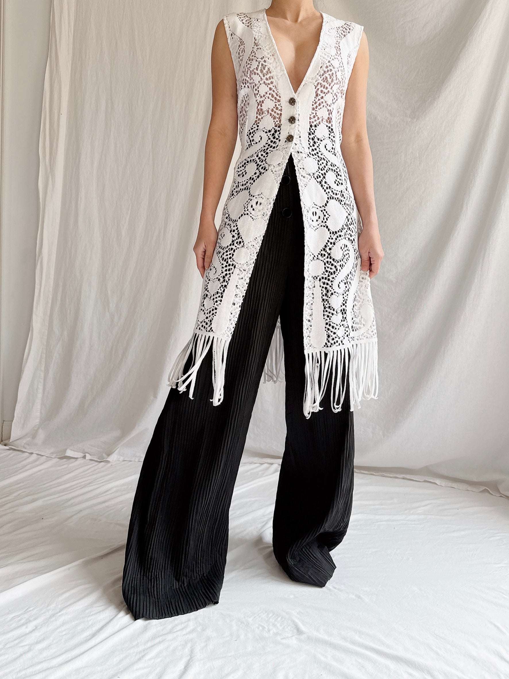 Vintage Carbur Fringe Duster Vest - S
