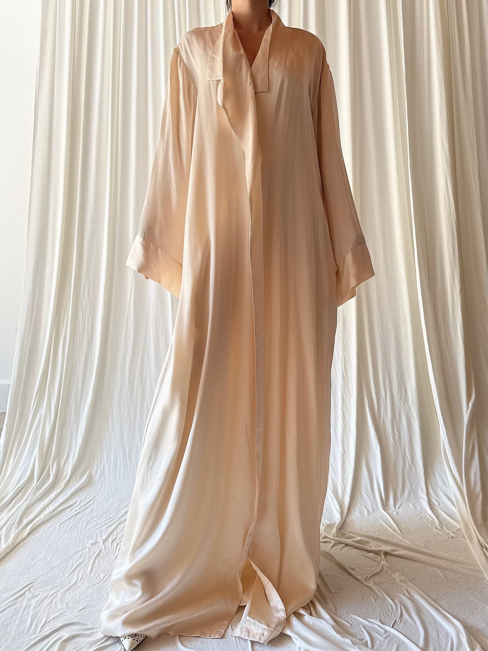 Vintage Silk Tuxedo Robe - L