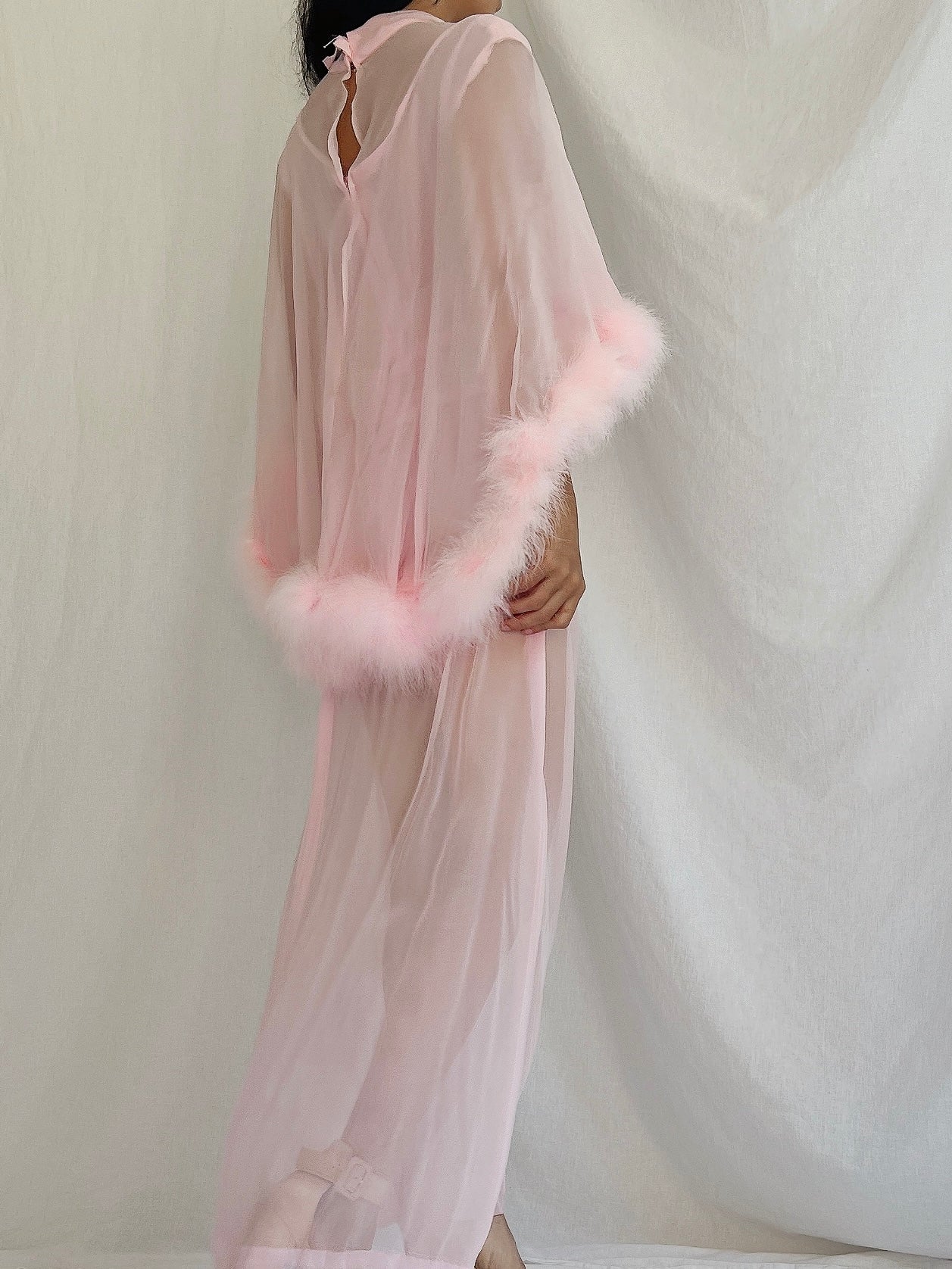 1960s Sheer Feather Cape Dress - S/M