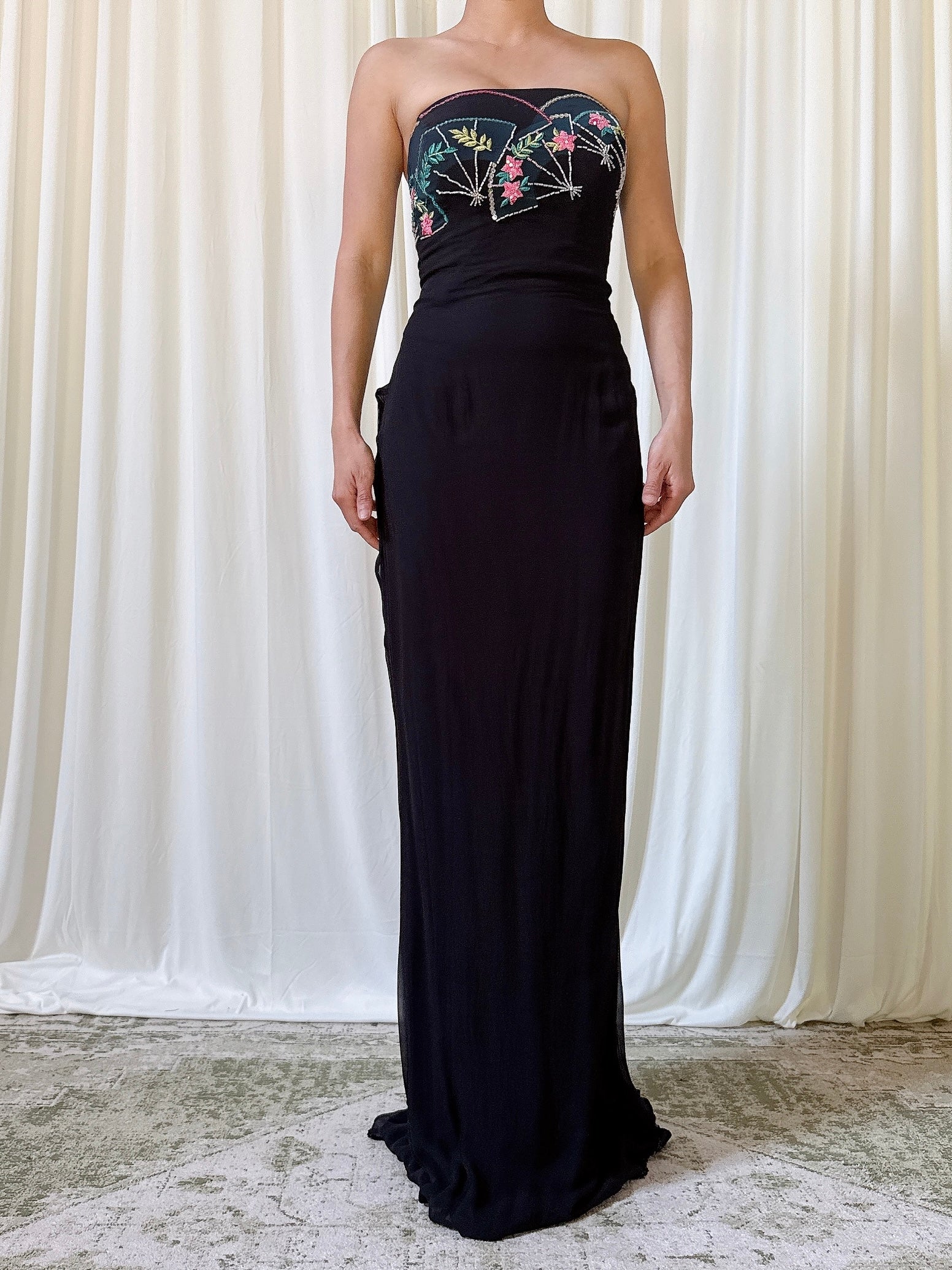 Vintage Faust Black Silk Gown - FR 44