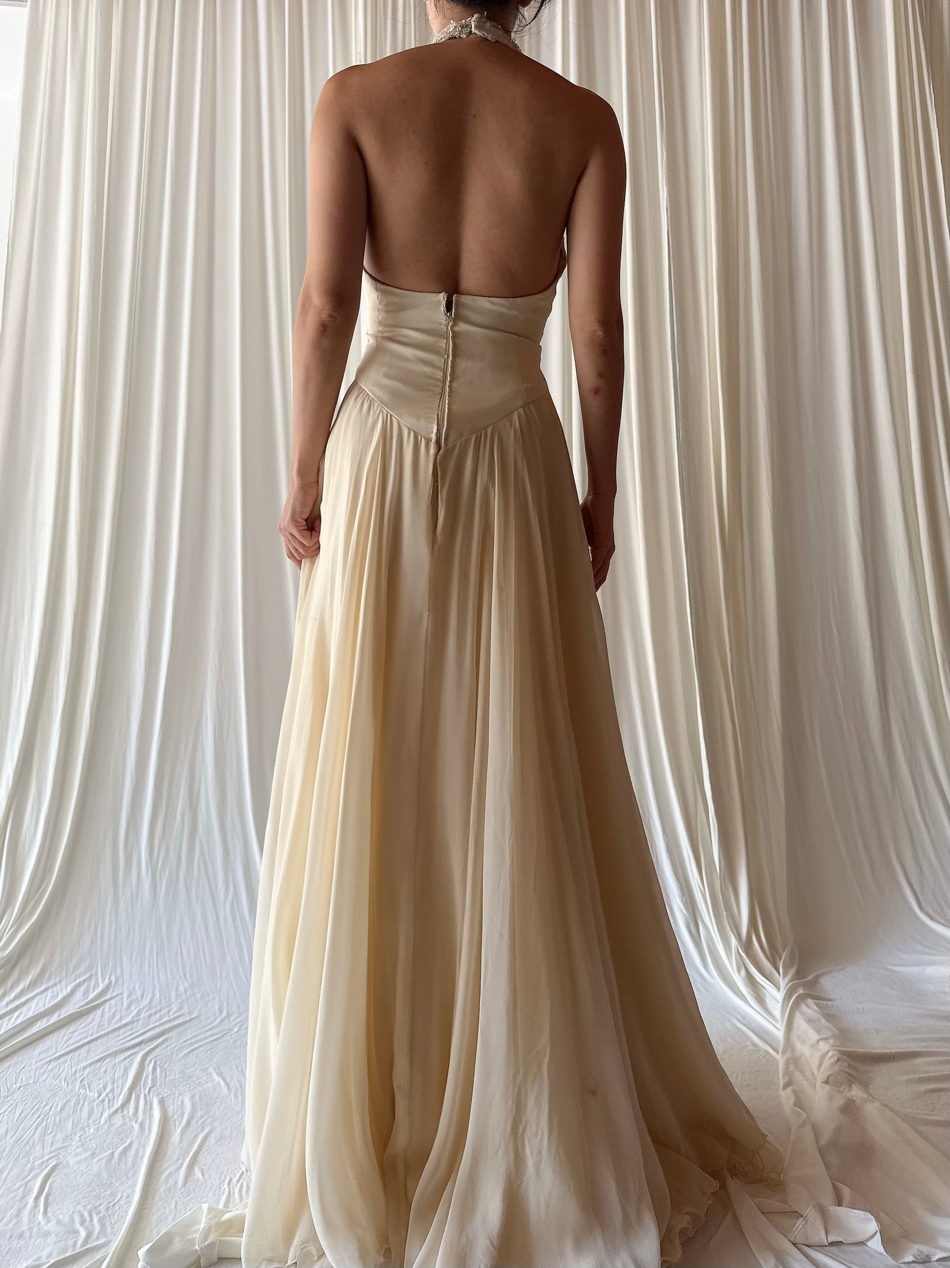 Vintage Silk Halter Dress - S/M